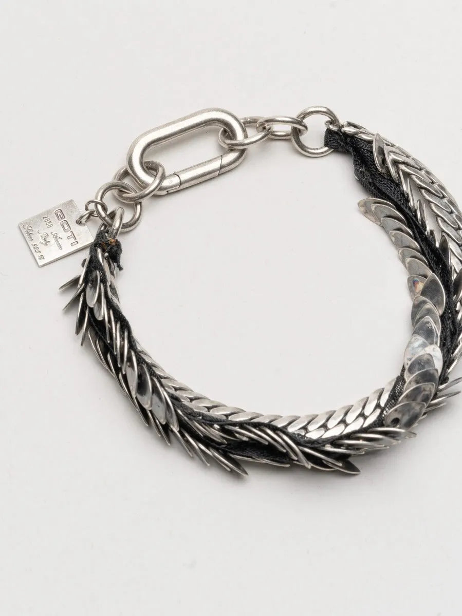 GOTI BR1246 Silver and Leather Bracelet