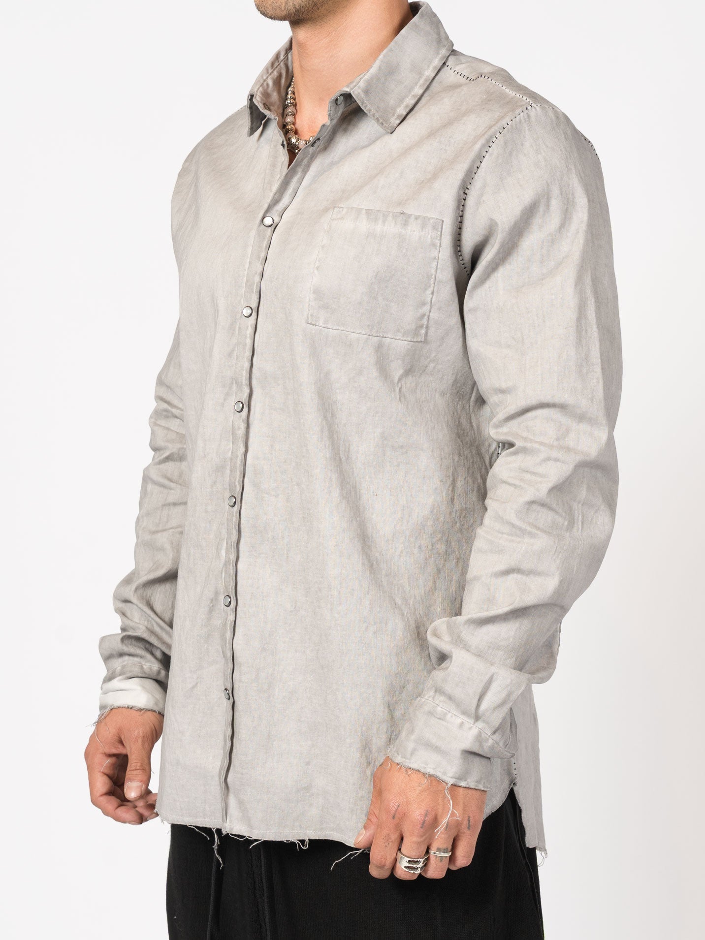 Distressed Linen Blend Shirt