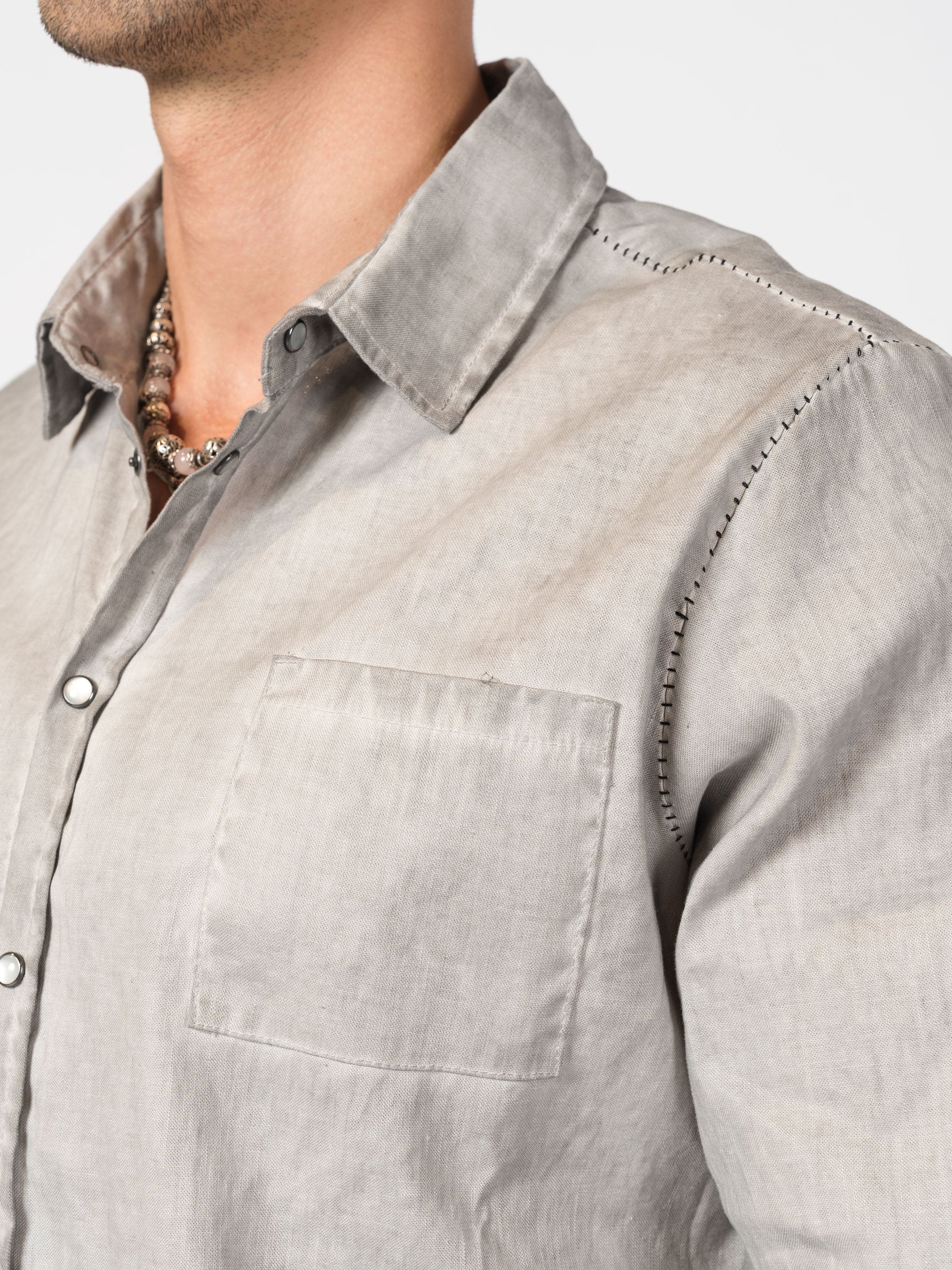 Distressed Linen Blend Shirt