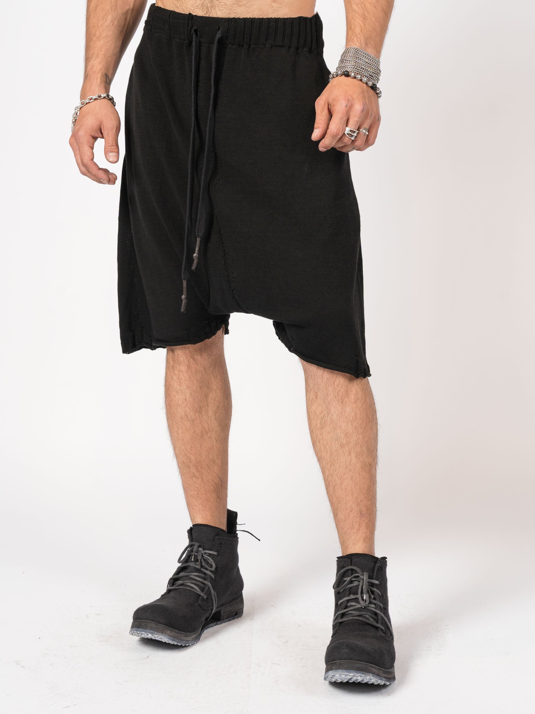 Knit Drop-Crotch Shorts