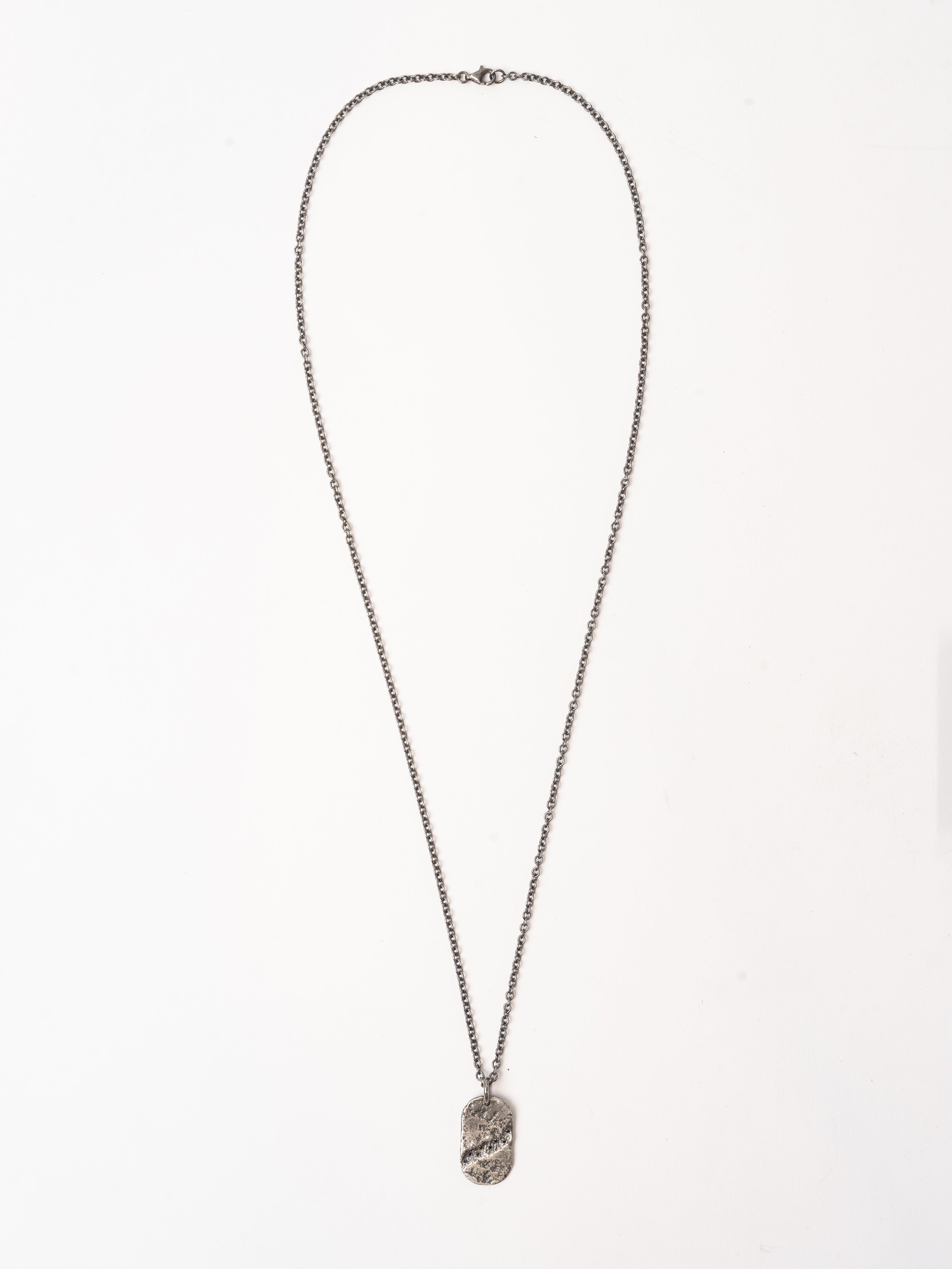 Tag Necklace with Black Diamonds