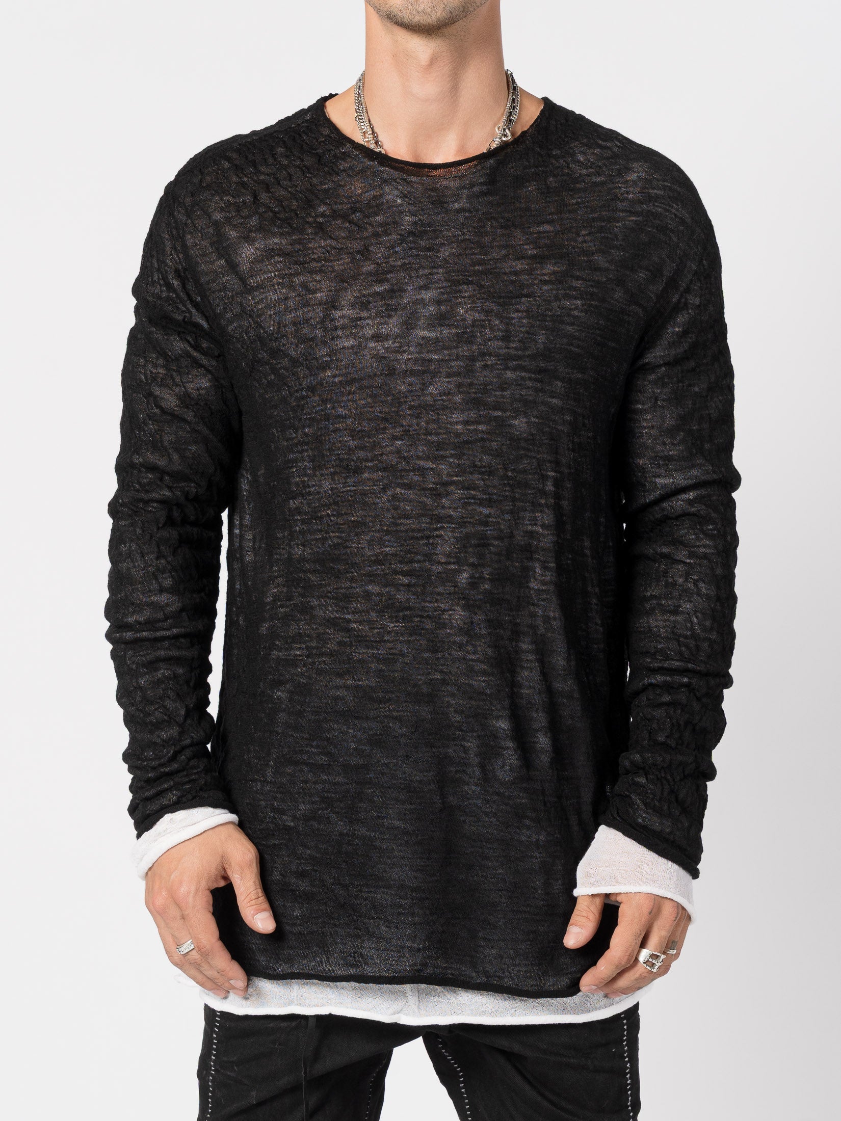 Lightweight Twist-Wool Long Sleeve Top