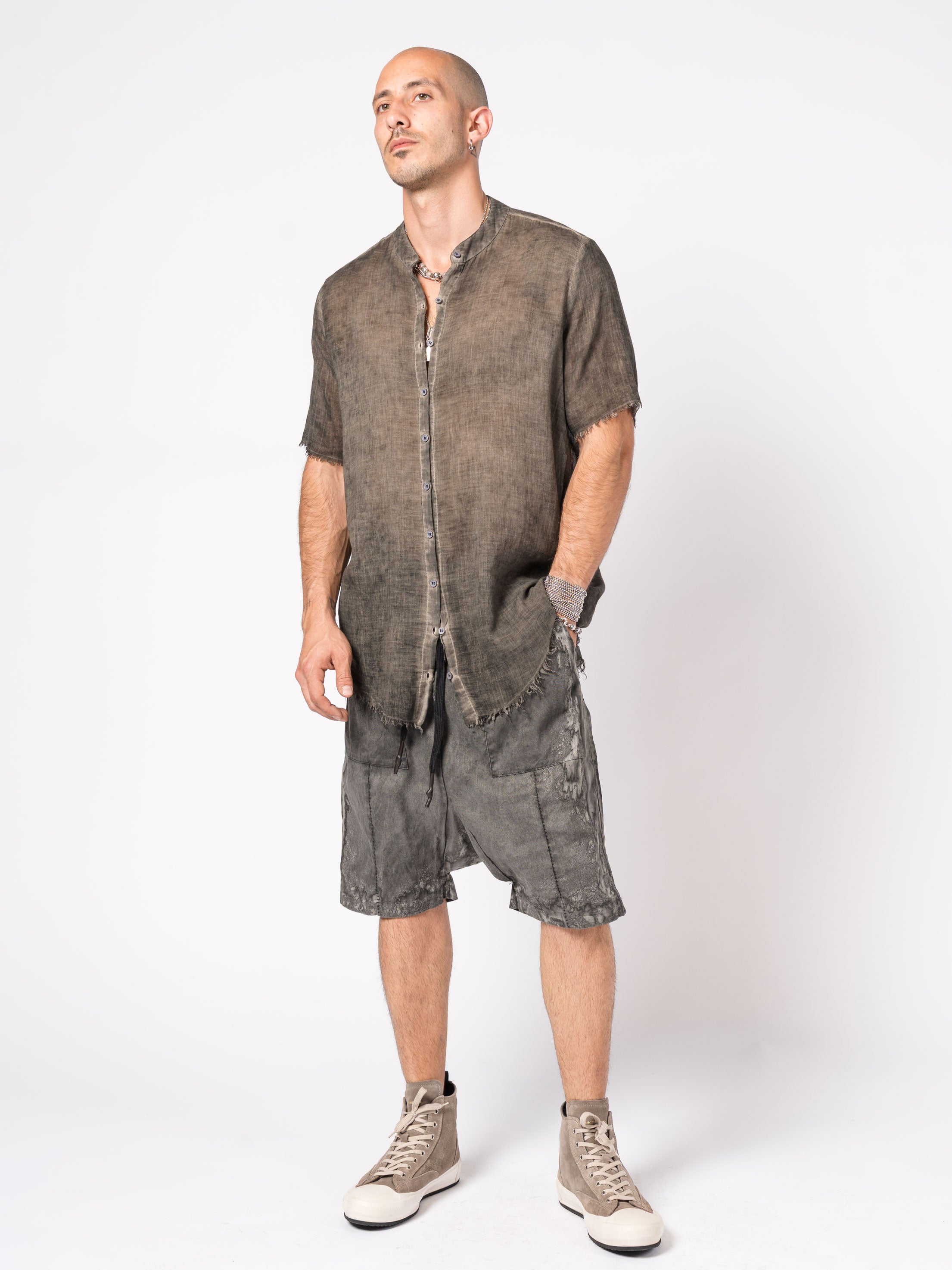Sheer Cotton Short-Sleeve Shirt