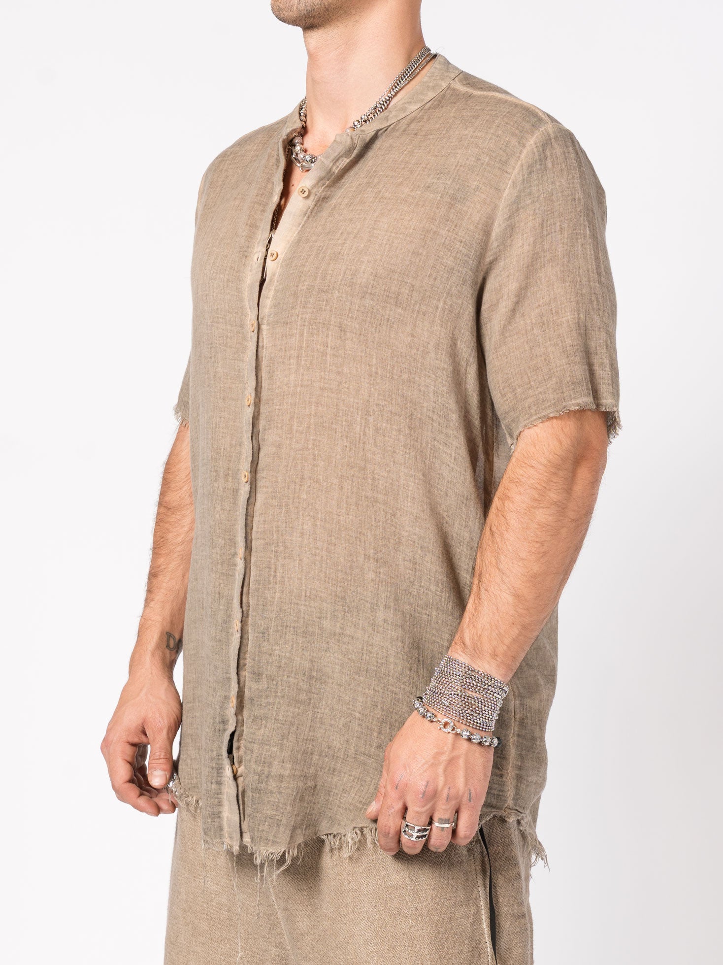 Sheer Cotton Short-Sleeve Shirt