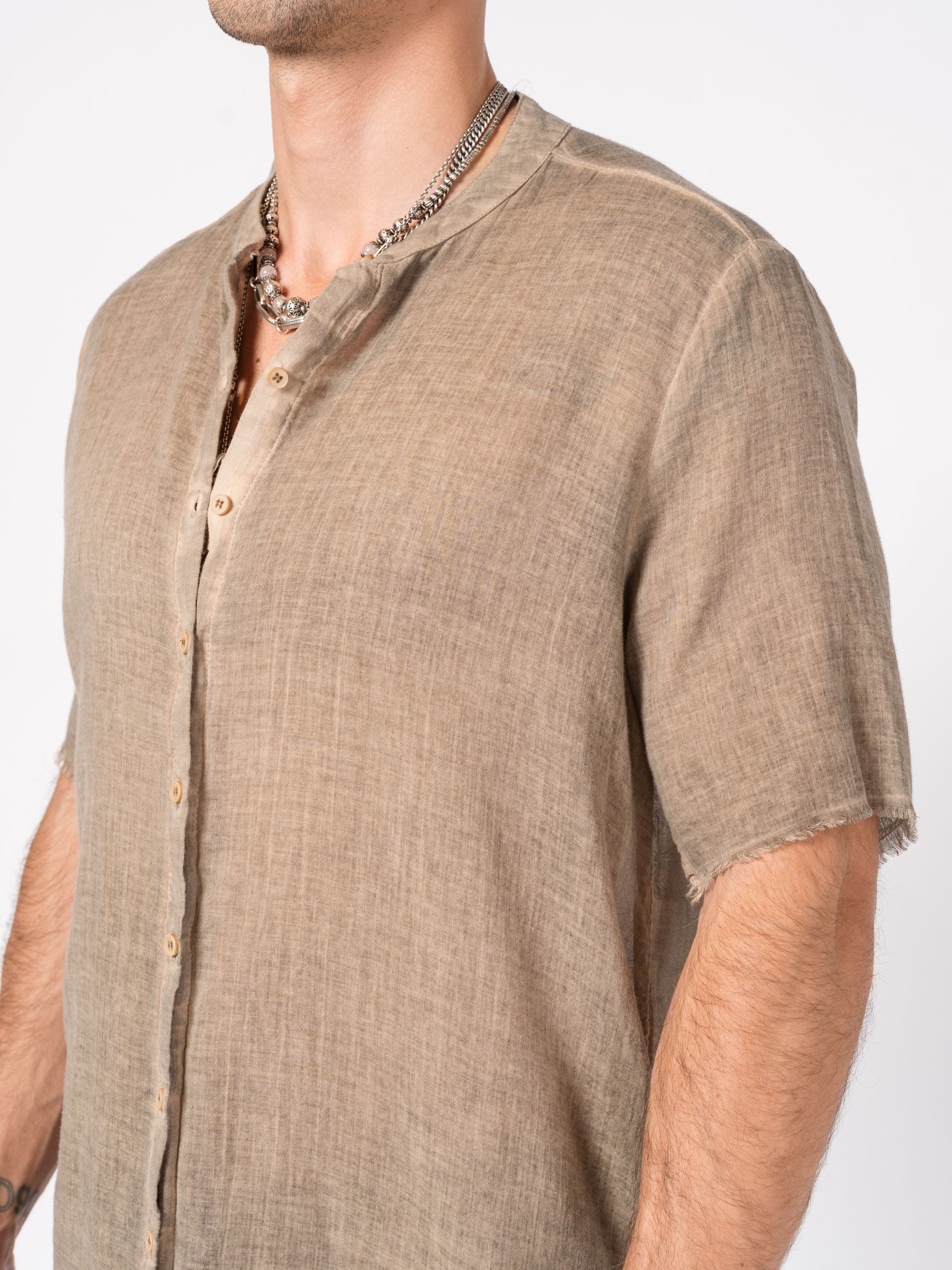 Sheer Cotton Short-Sleeve Shirt
