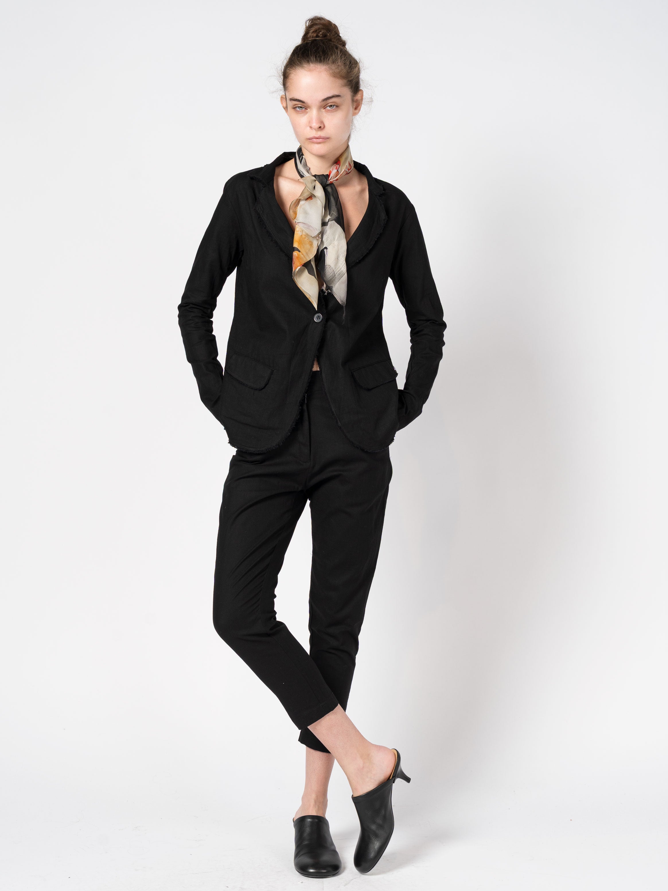 Frayed Linen Blazer