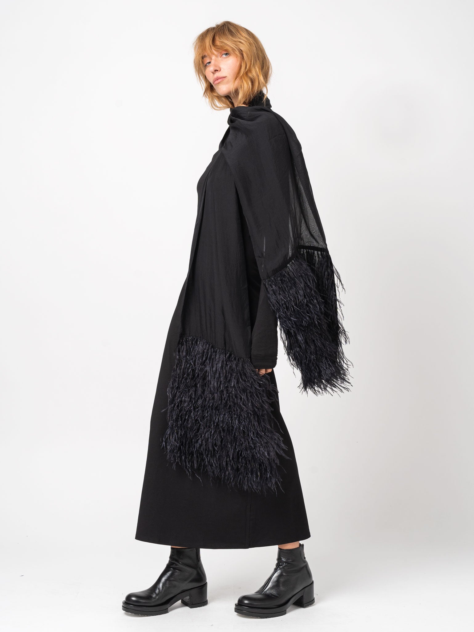 Chiffon Scarf with Ostrich Feathers
