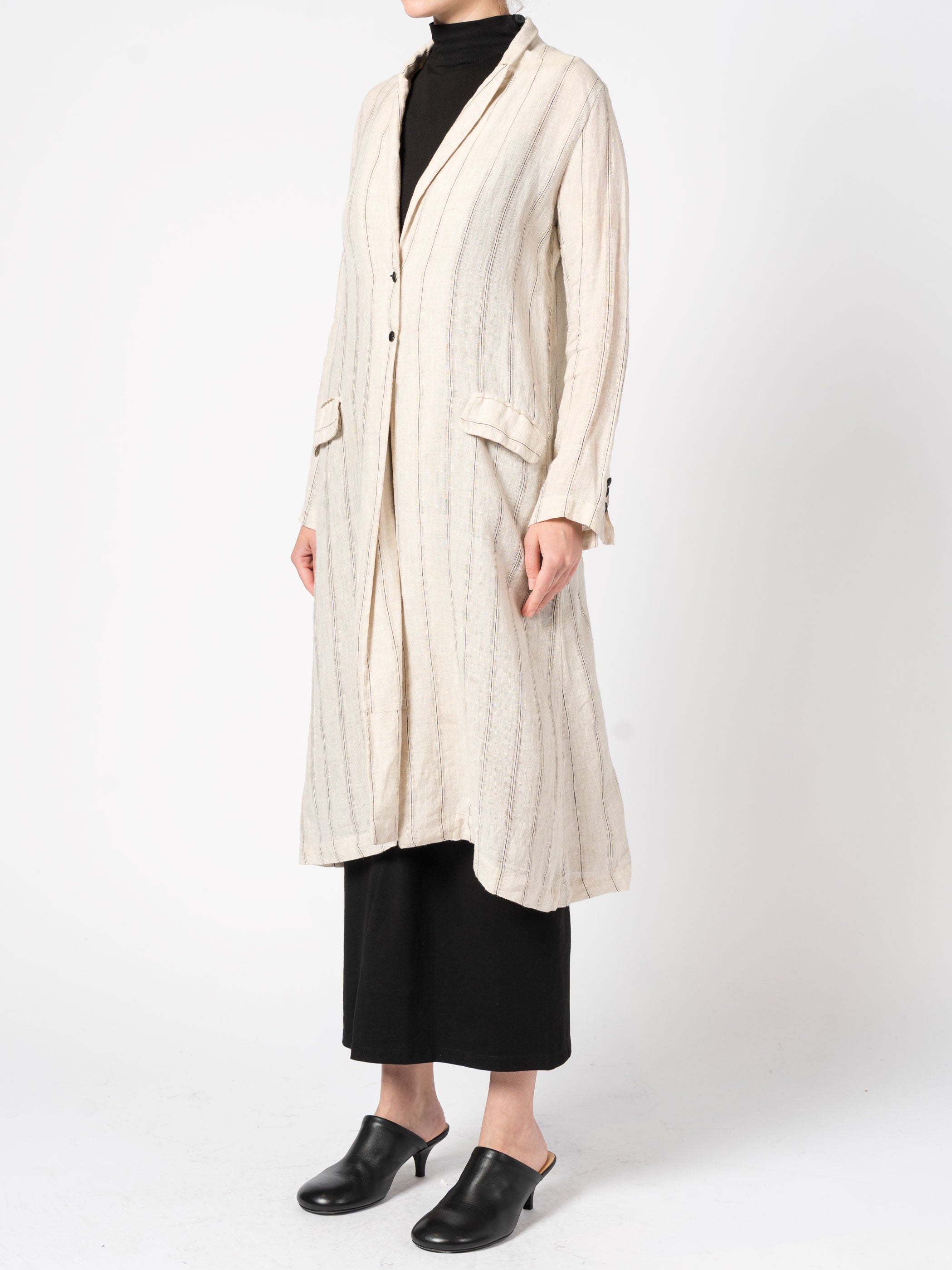 Striped Coat with Scarf