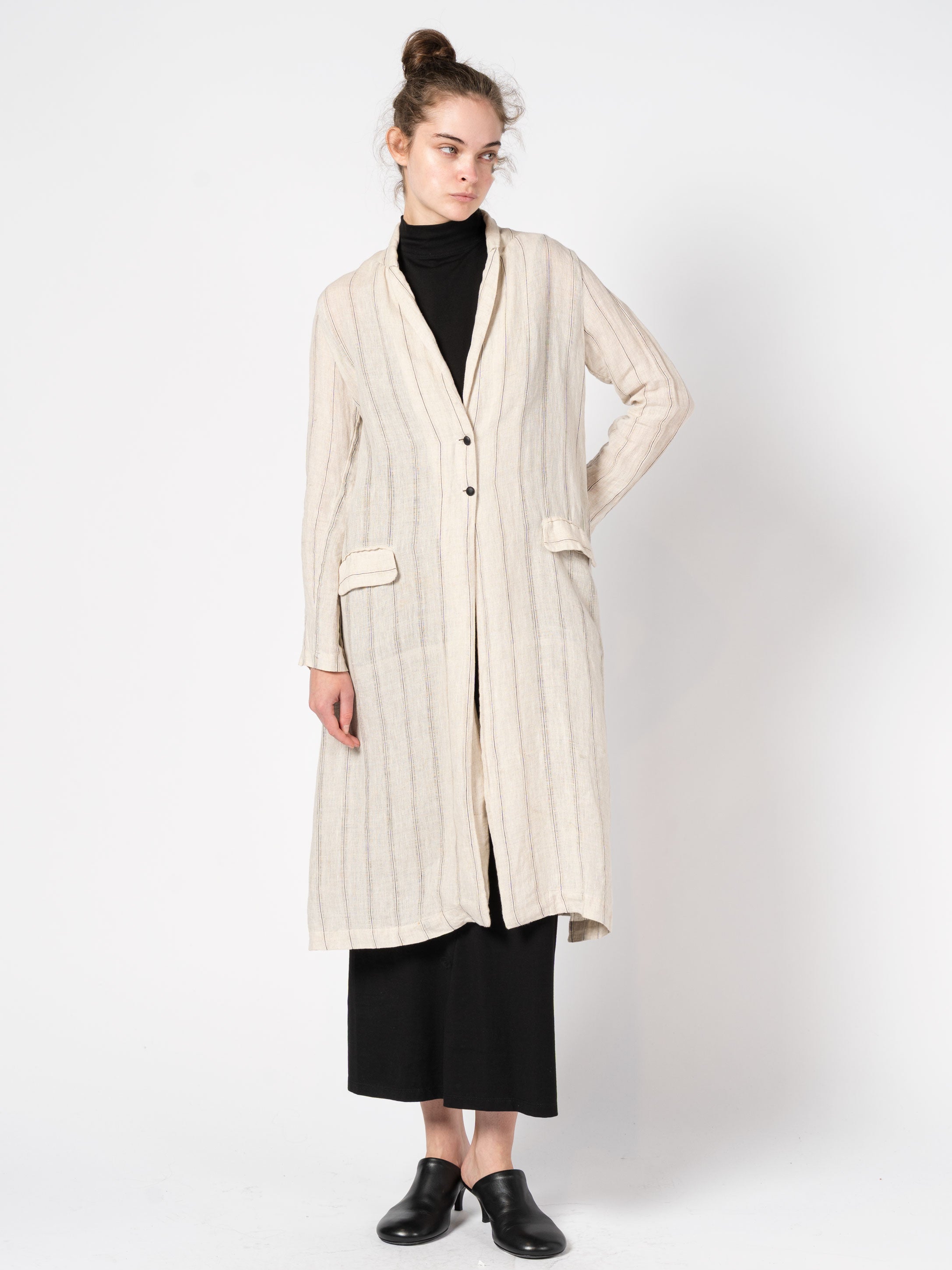 Striped Coat with Scarf