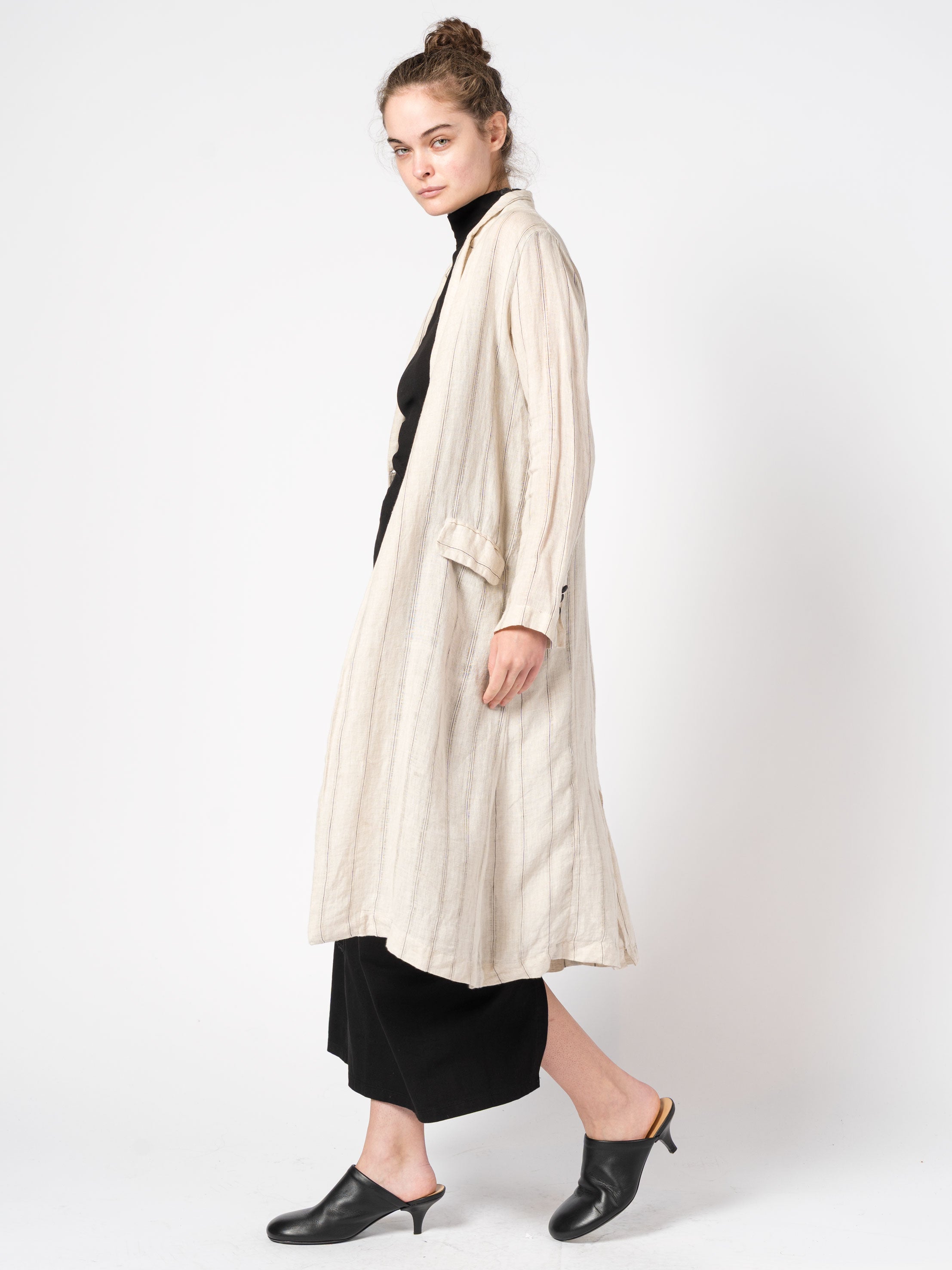 Striped Coat with Scarf