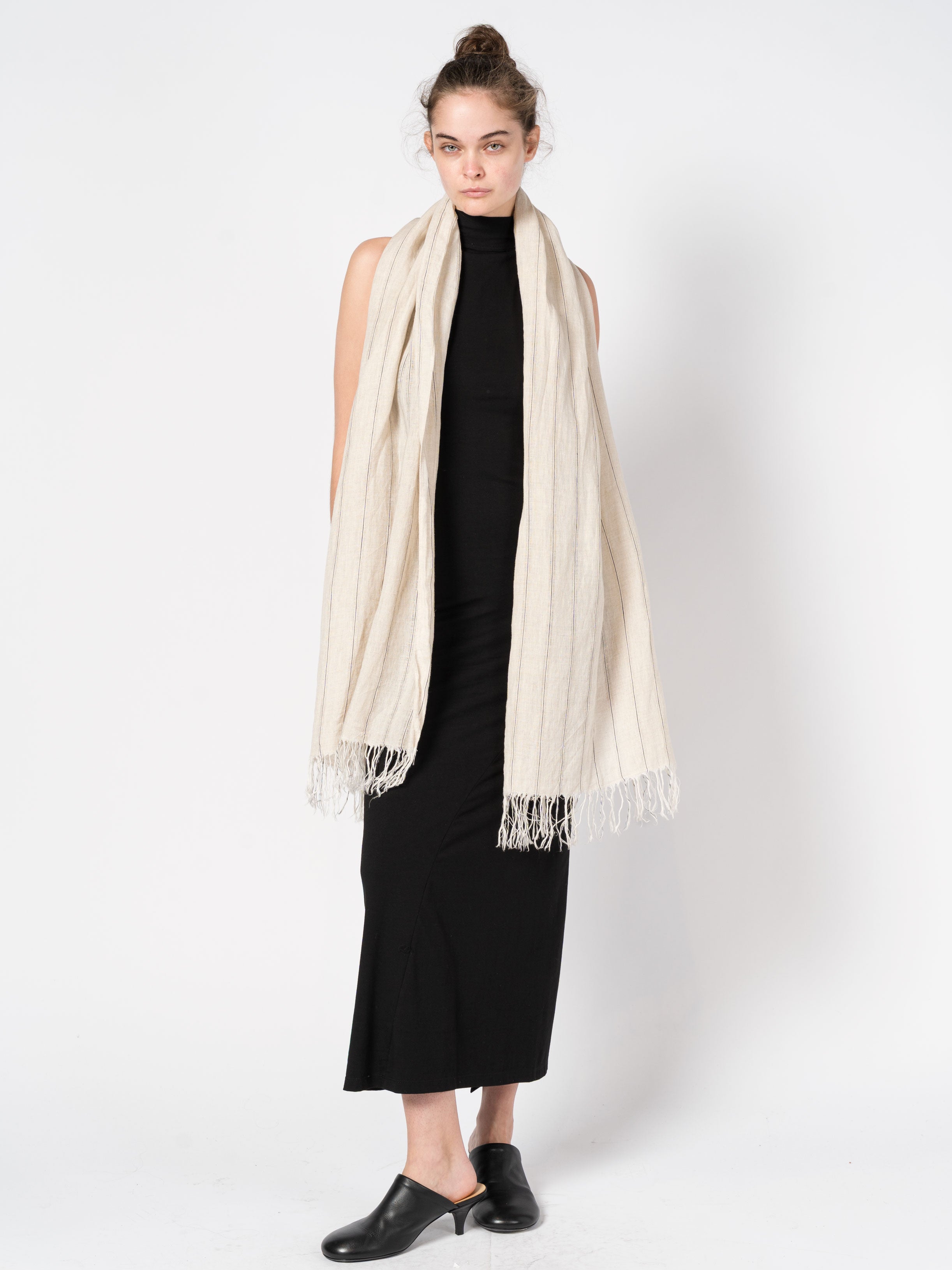 Striped Coat with Scarf