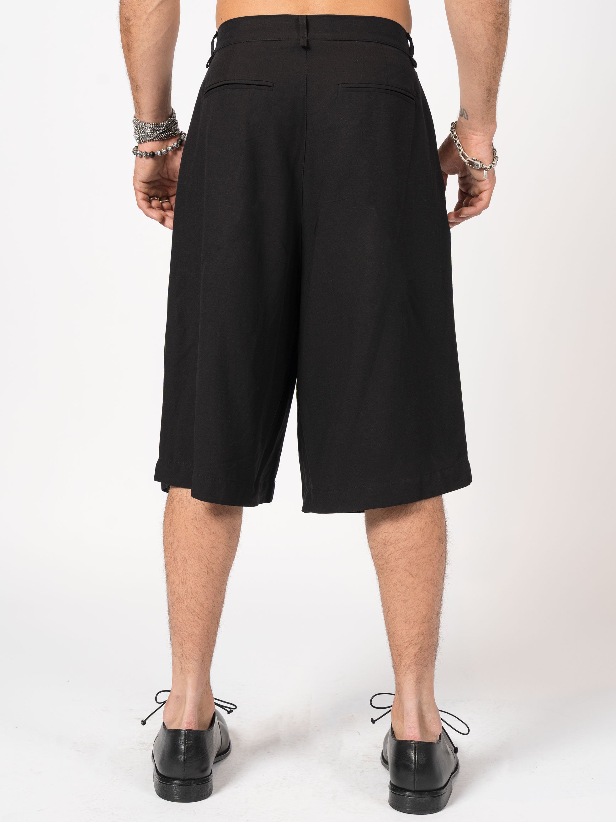 Wide-Leg Pleated Shorts
