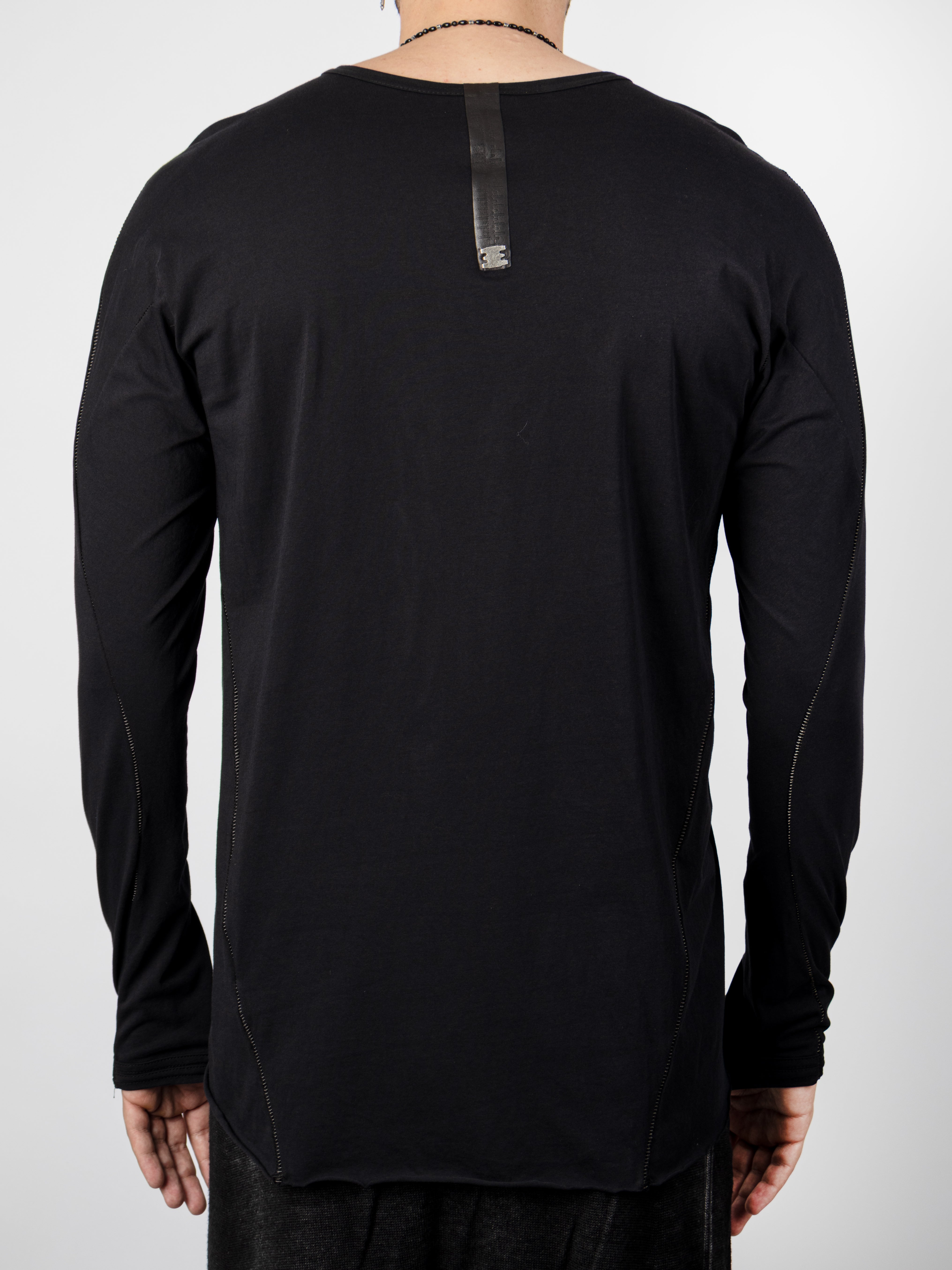 Long Sleeve T-Shirt with Vertical Leather Insert