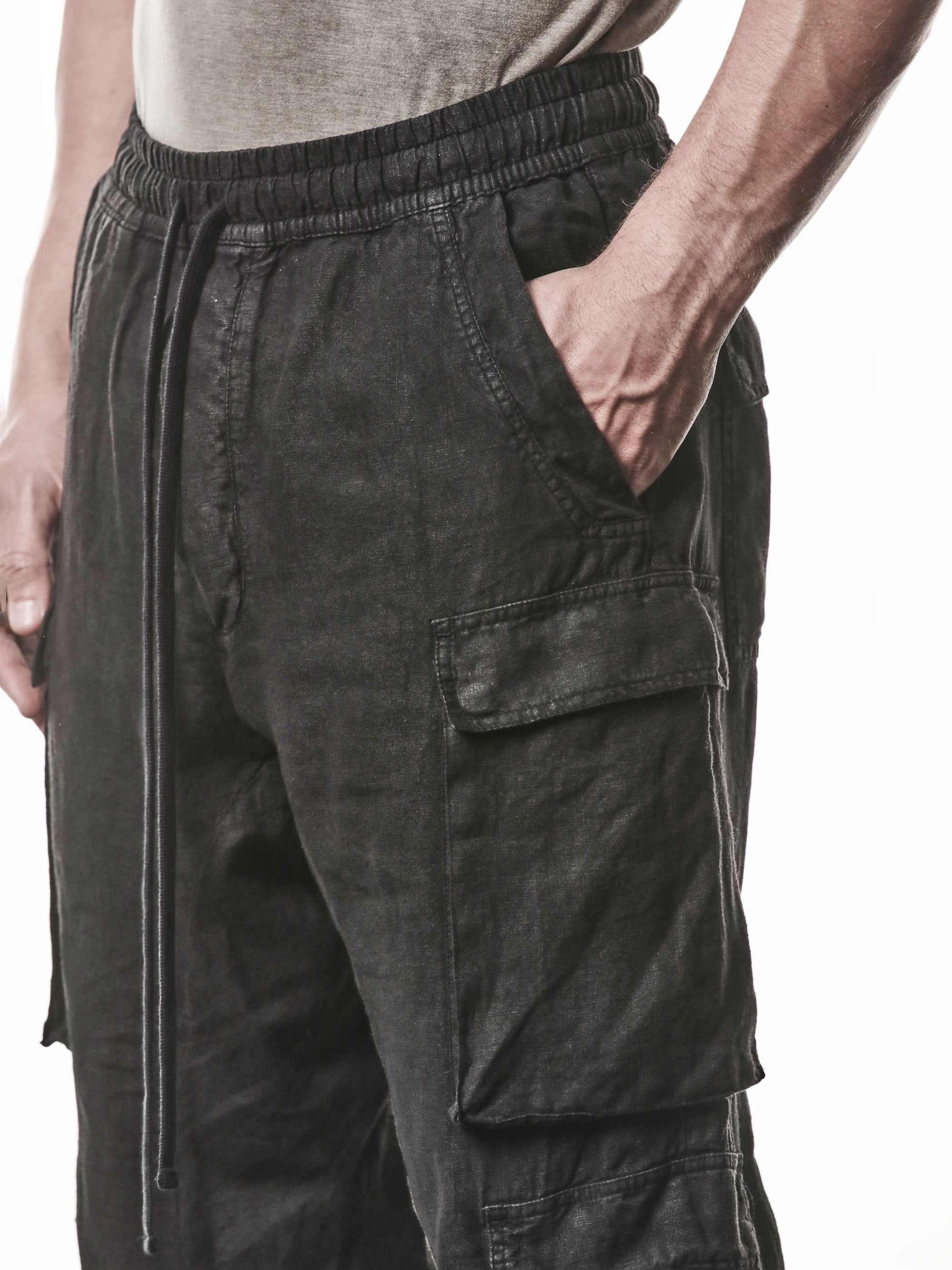 Low-Crotch Linen Trousers