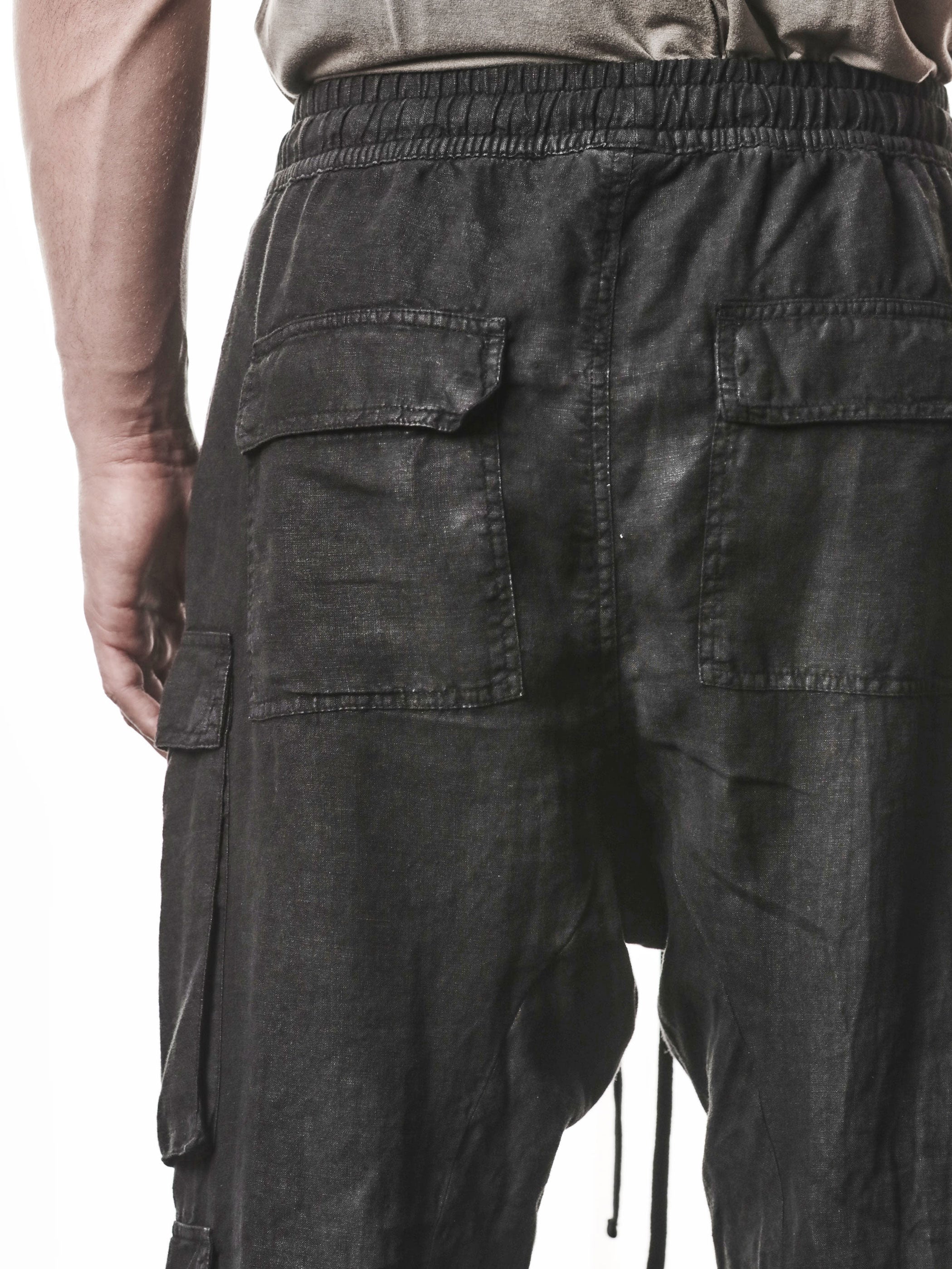 Low-Crotch Linen Trousers