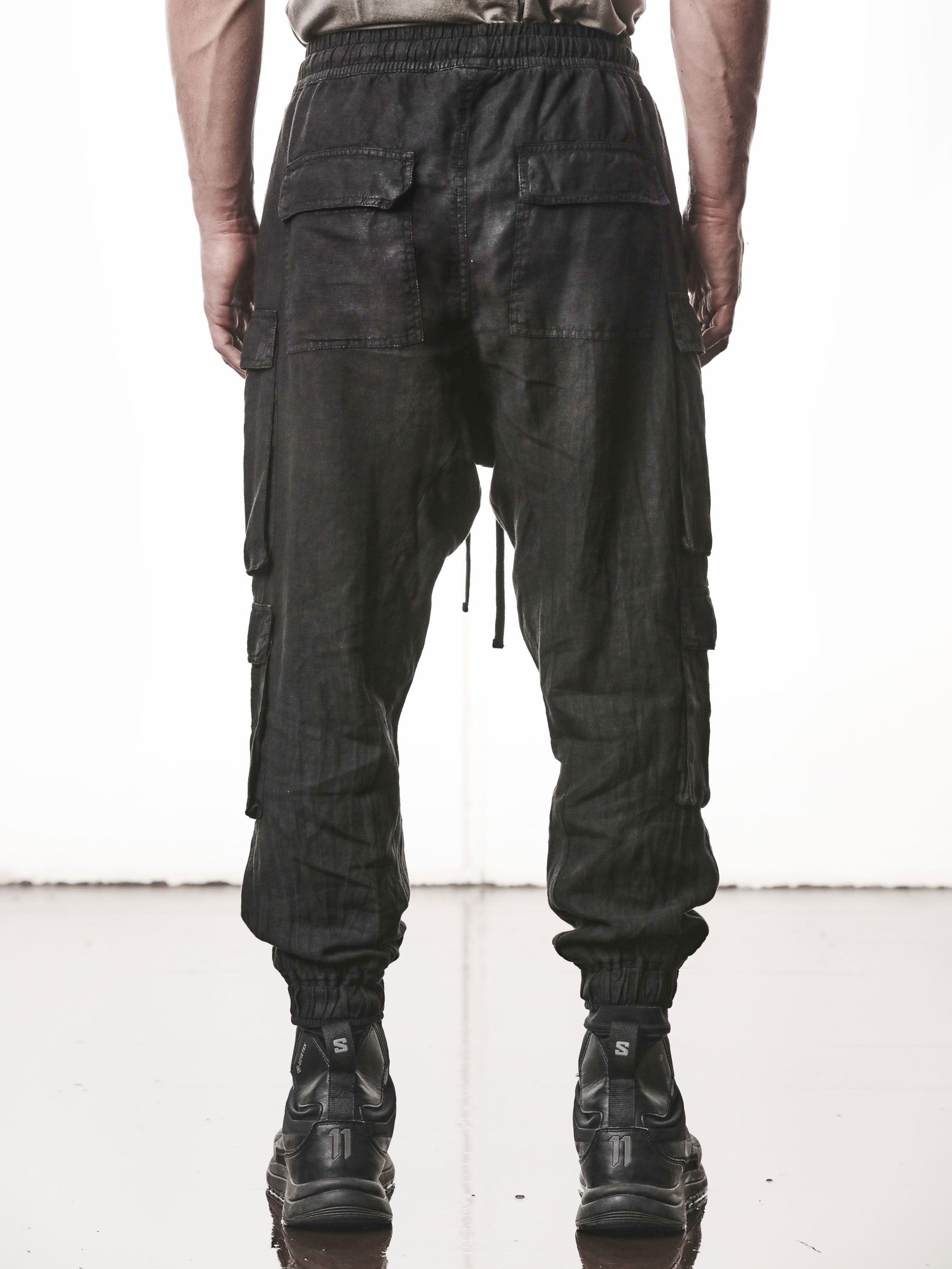 Low-Crotch Linen Trousers