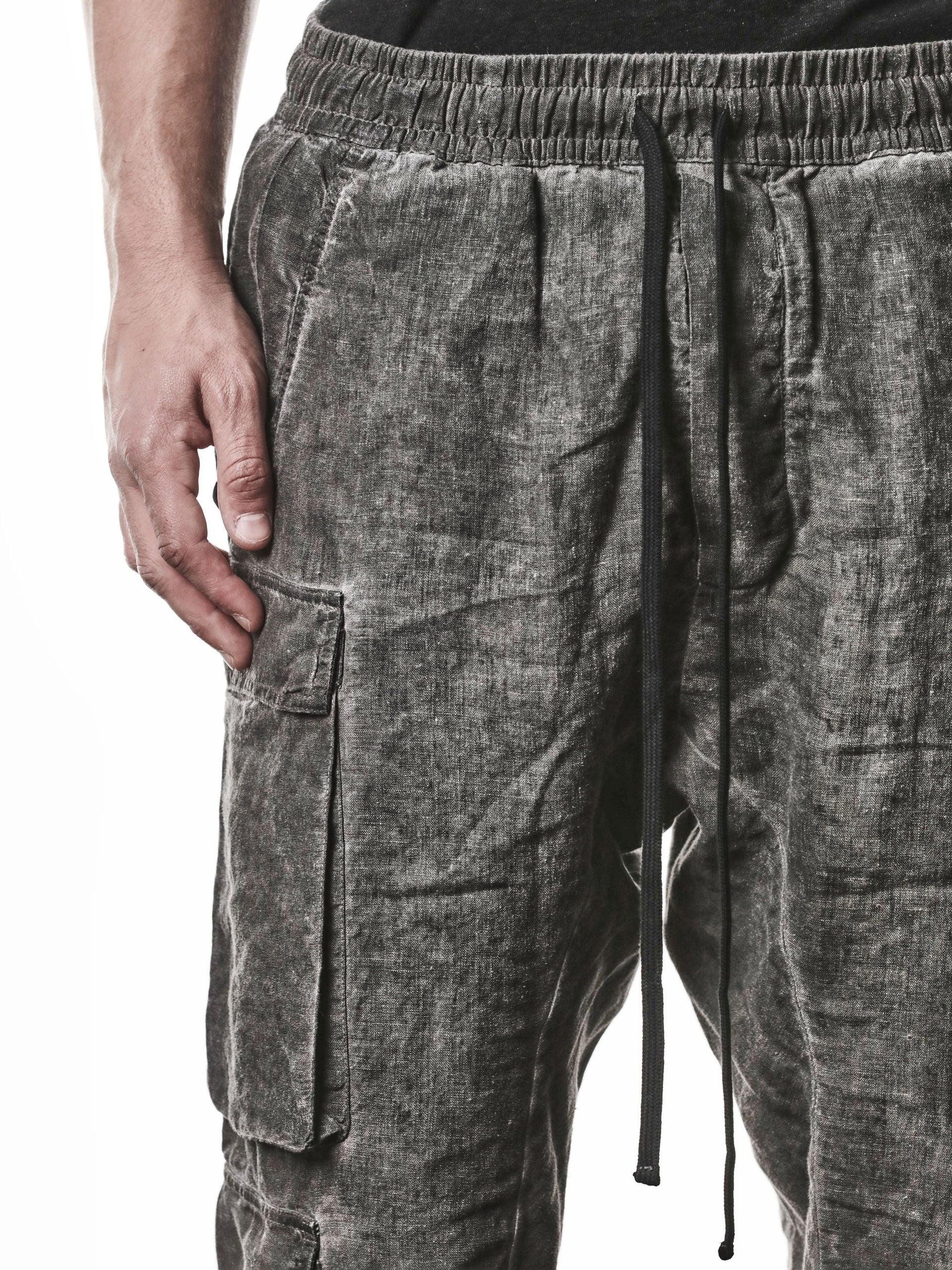 Low-Crotch Linen Trousers