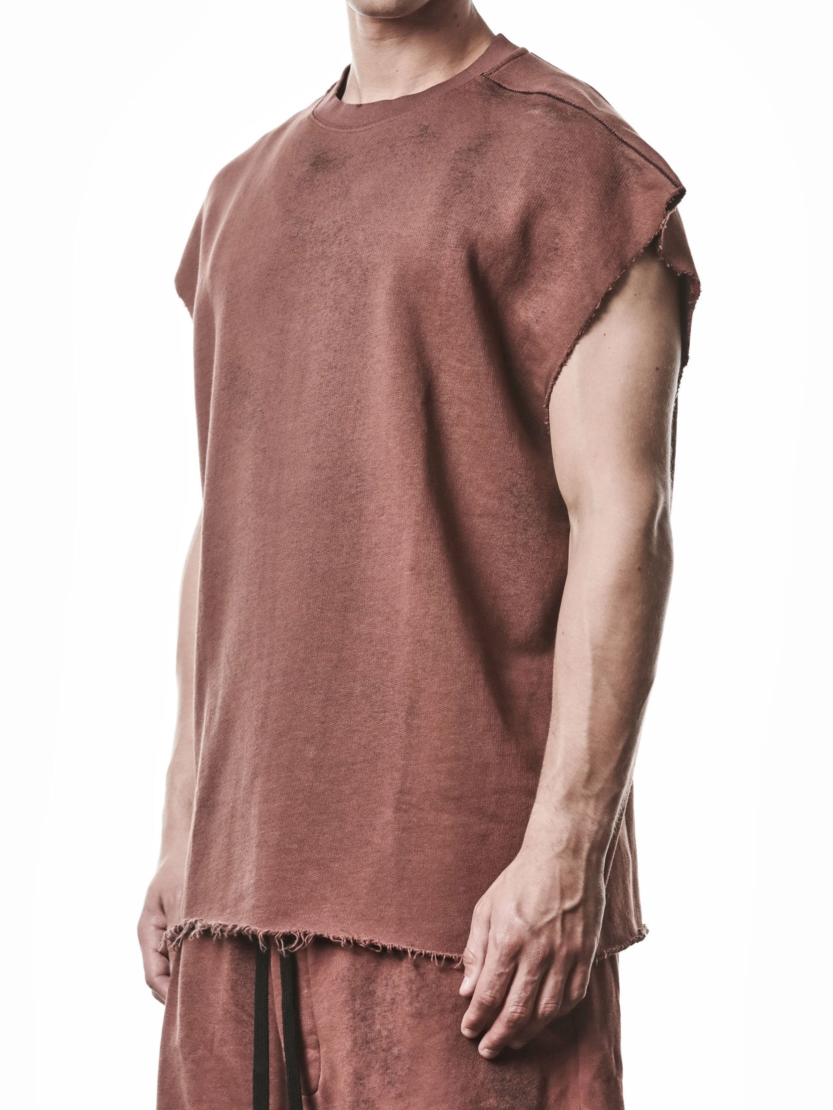 Thom Krom Oversized Raw Sweat Top spray-red, back view with slash logo stitch
