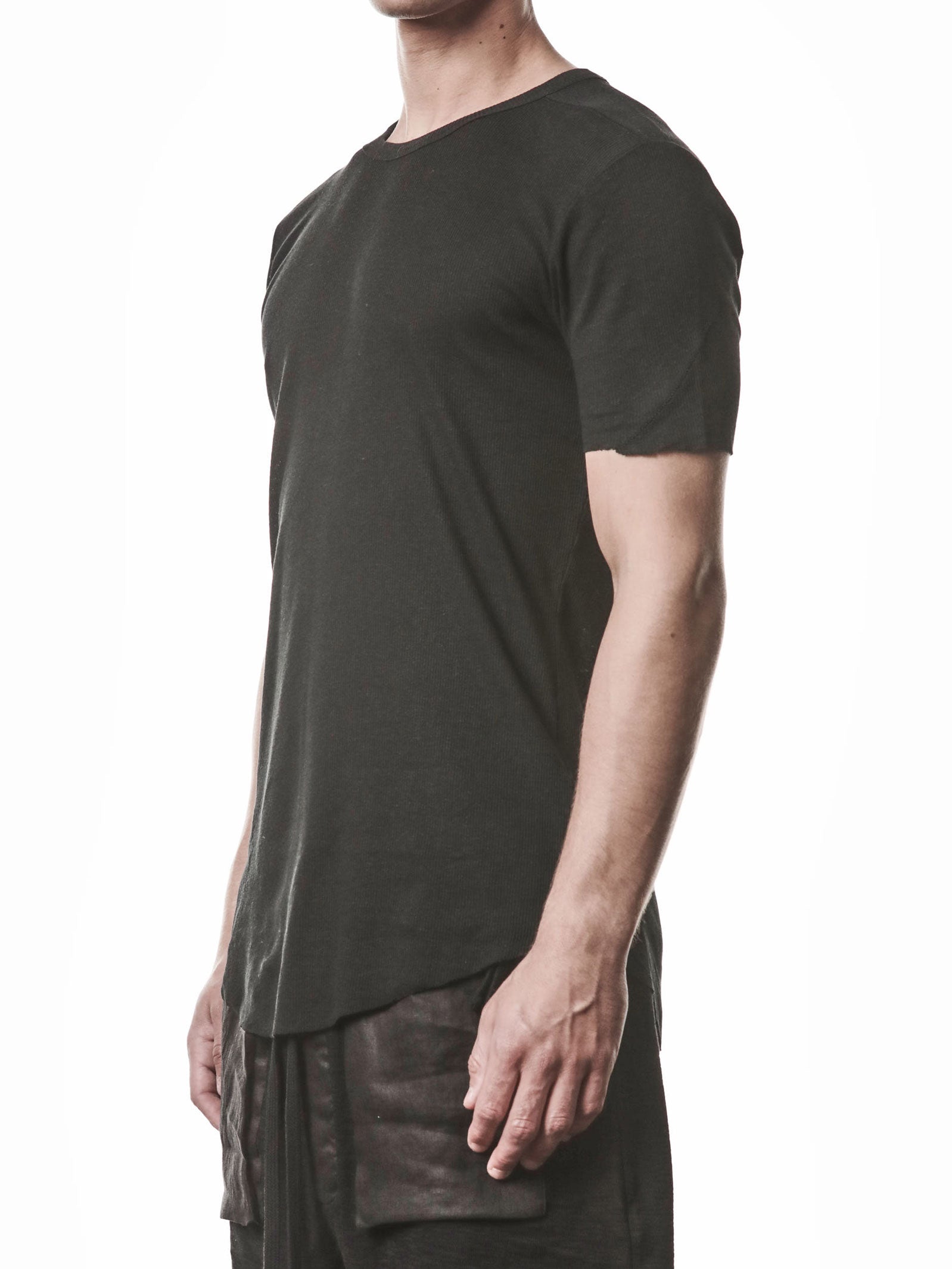 Thom Krom Raw Edge Rib T-Shirt black, rib texture close-up