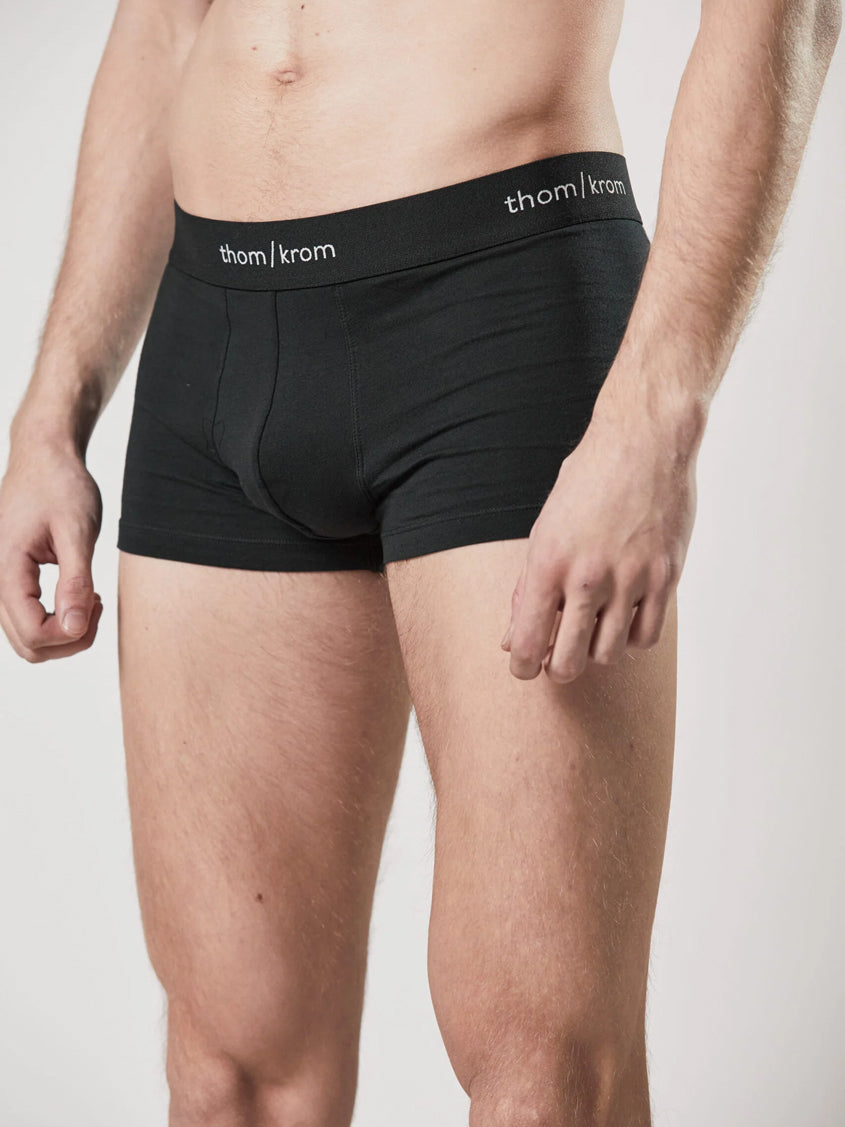 Thom Krom Boxer Shorts in black, front view on model