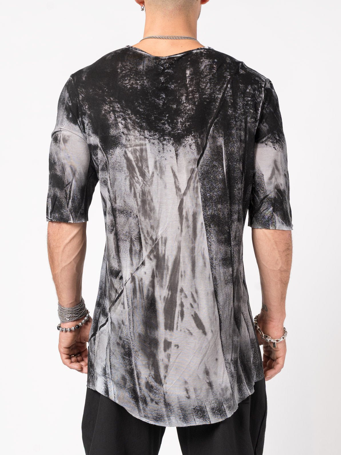 Abstract - Dyed V - Neck T-Shirt - by GIOVANNI CAVAGNA