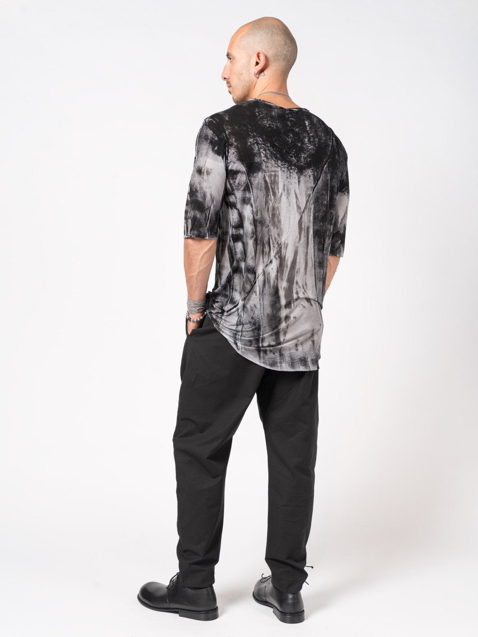 Abstract - Dyed V - Neck T-Shirt - by GIOVANNI CAVAGNA