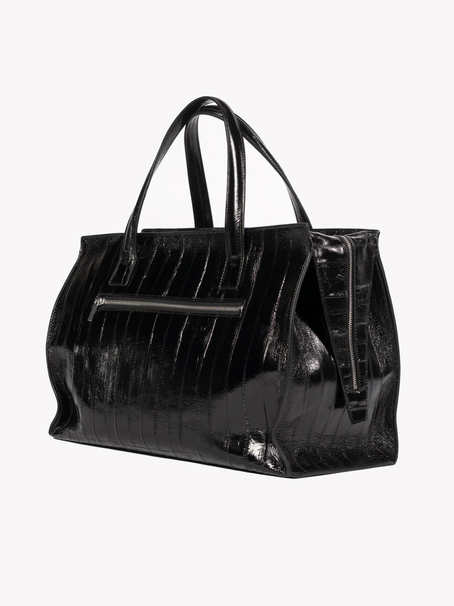 Anguilla Eel Leather Duffle Bag Black - Italian luxury accessory by SAPIO