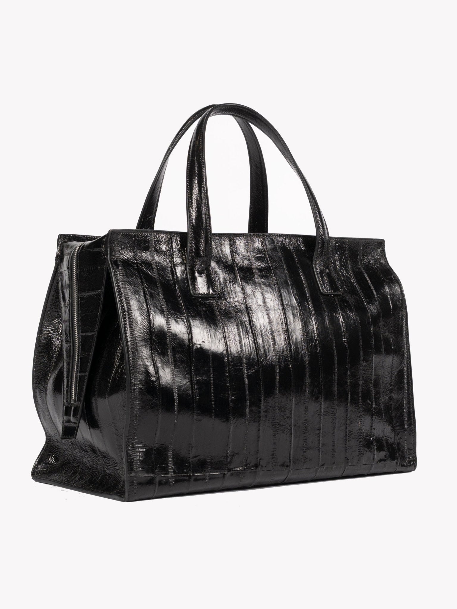 Anguilla Eel Leather Duffle Bag Black - Italian luxury accessory by SAPIO