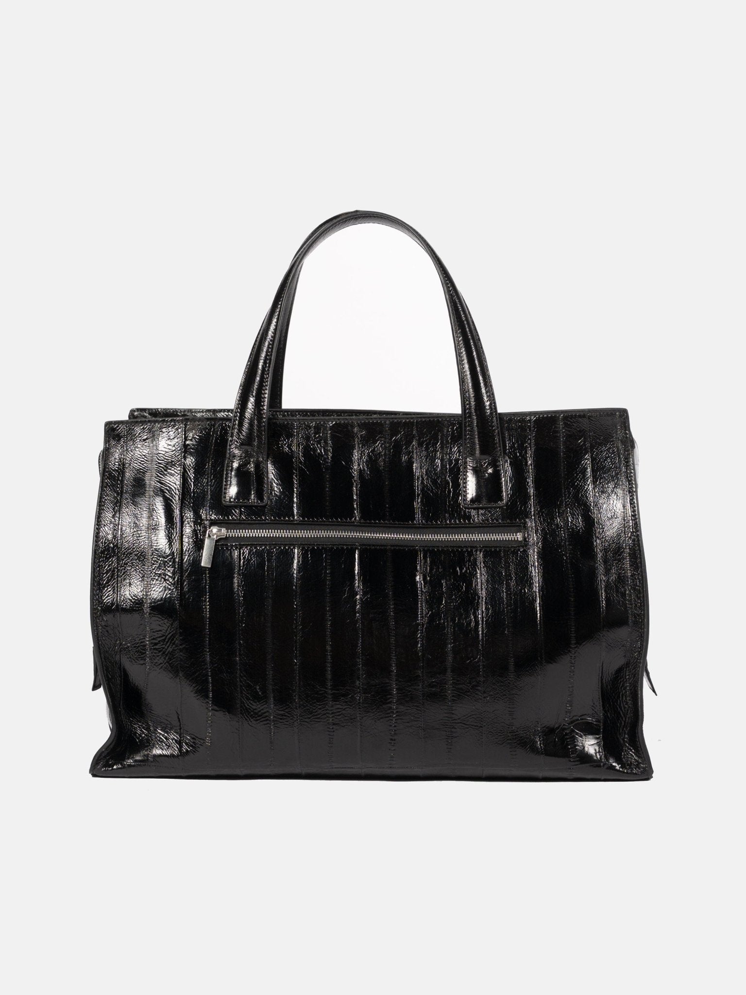 Anguilla Eel Leather Duffle Bag Black - Italian luxury accessory by SAPIO
