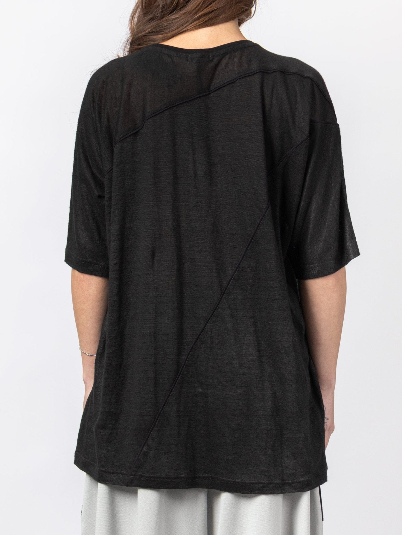Asymmetric Linen Tee - by VAGUE