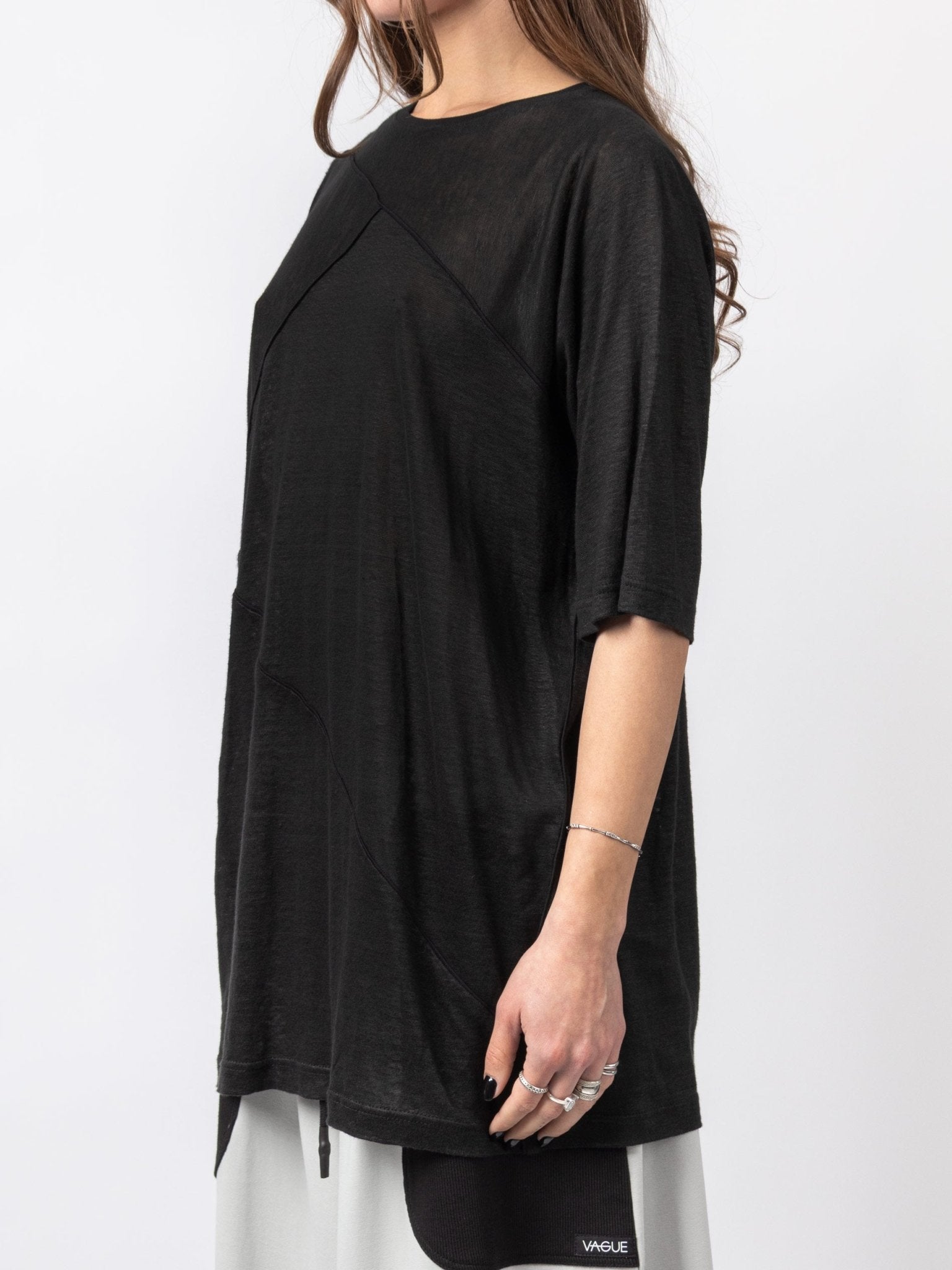 Asymmetric Linen Tee - by VAGUE