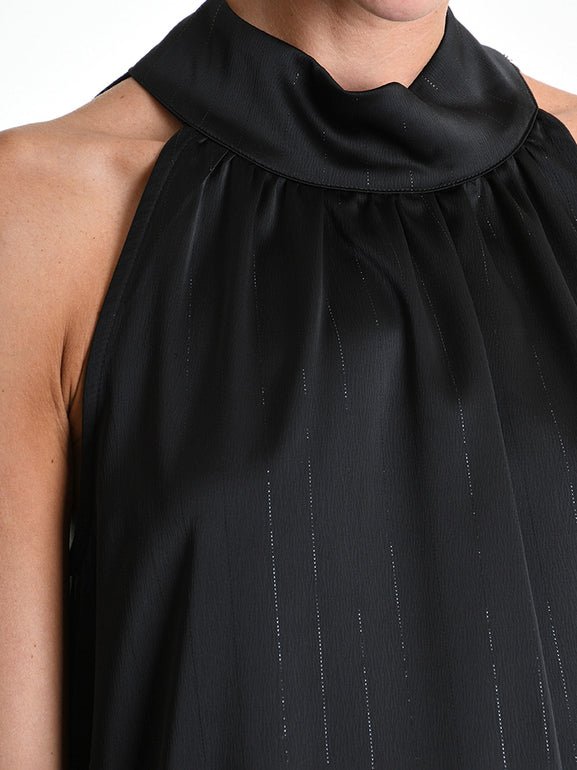 Asymmetrical Pinstripe Satin Dress - by LA HAINE INSIDE US
