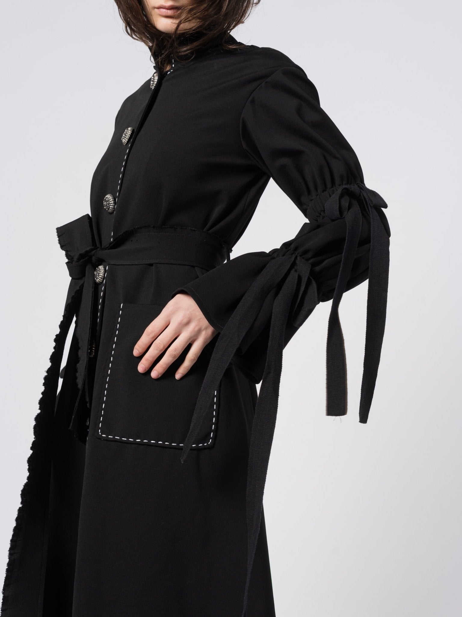 Belted Puff - Sleeve Tailored Coat - by SHARONA SHARVIT