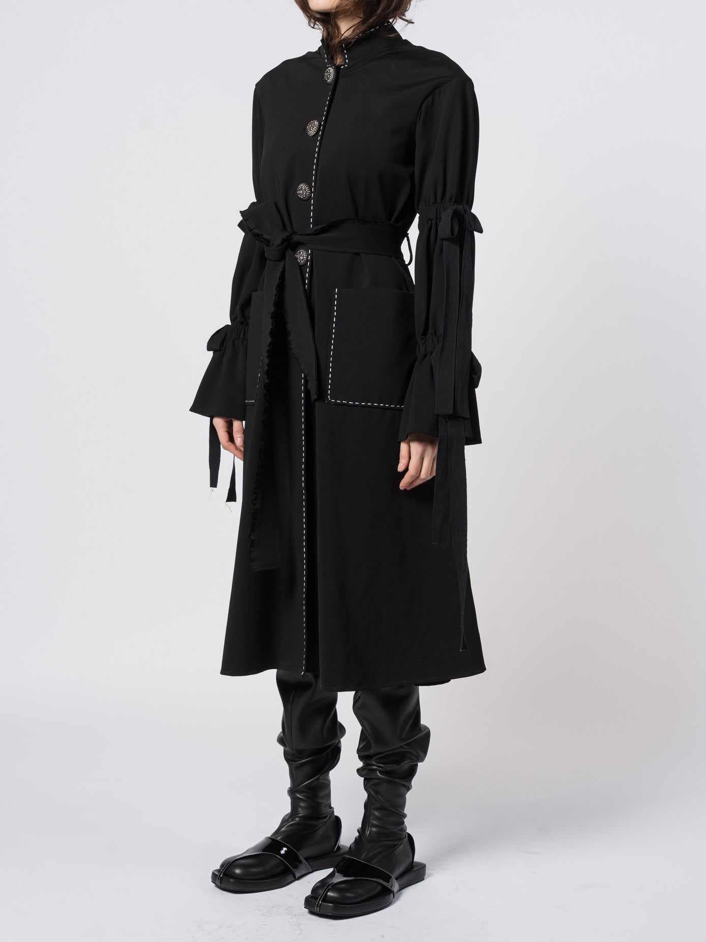Belted Puff - Sleeve Tailored Coat - by SHARONA SHARVIT