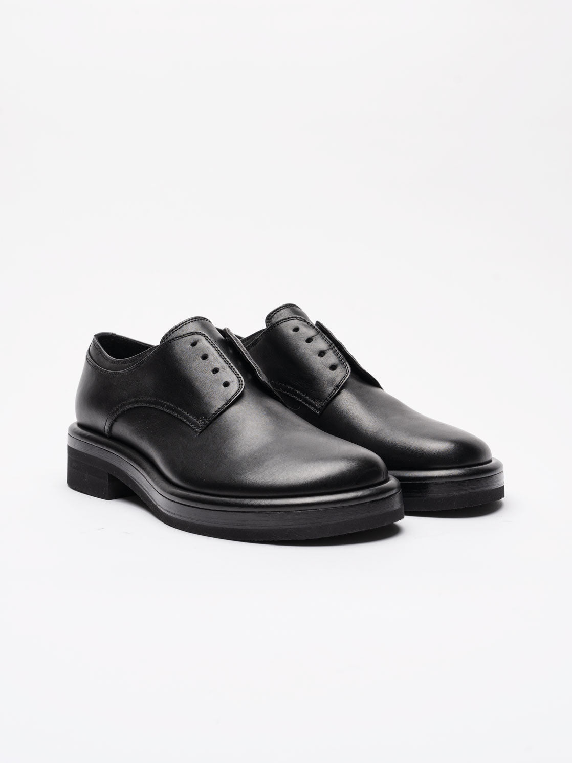 Black Leather Derby Shoes - by OFFICINE CREATIVE