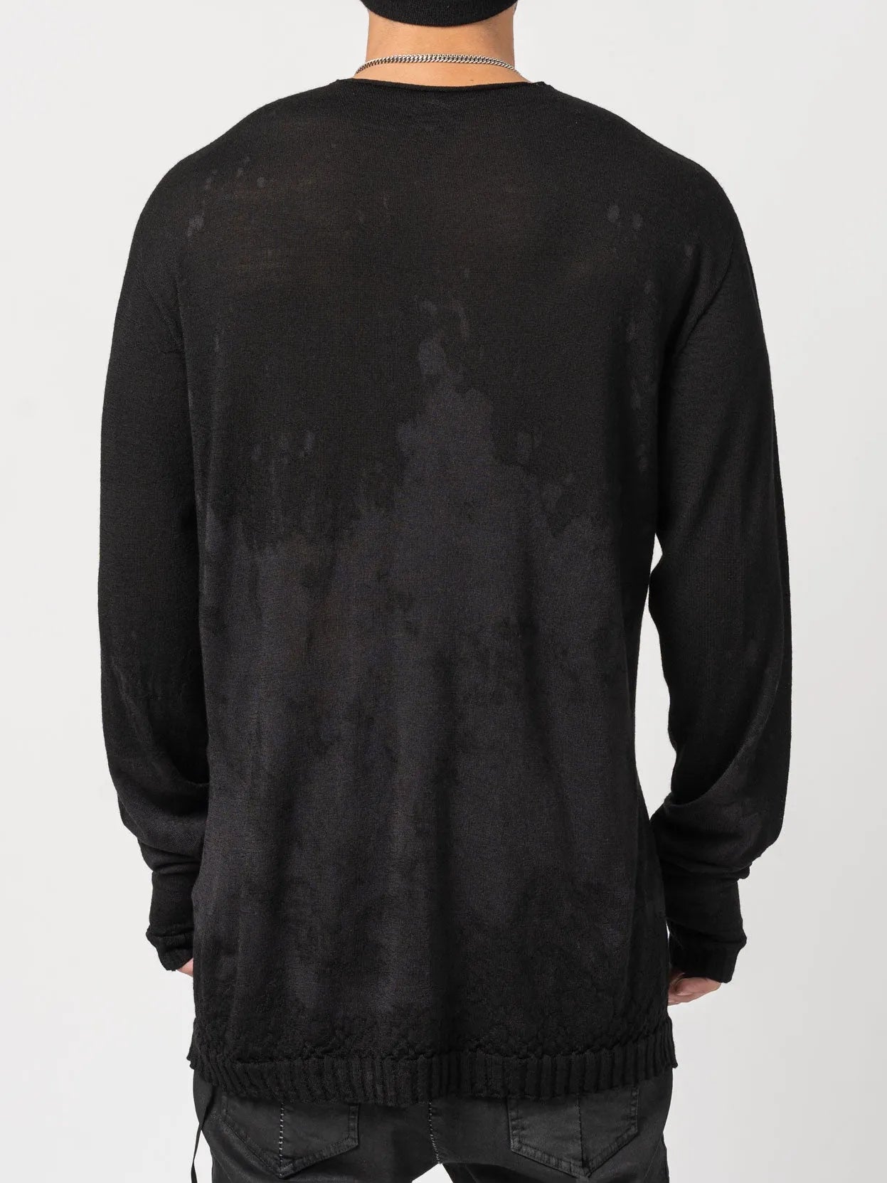 Brush Effect Thin Wool Sweater - by MD75