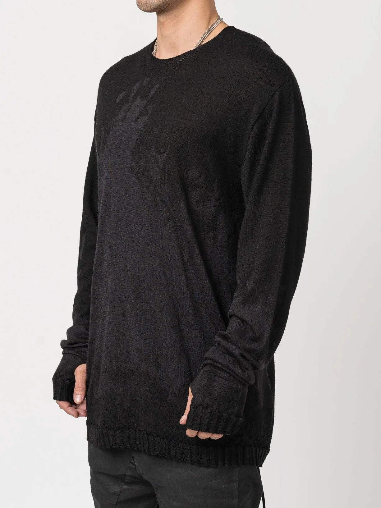 Brush Effect Thin Wool Sweater - by MD75