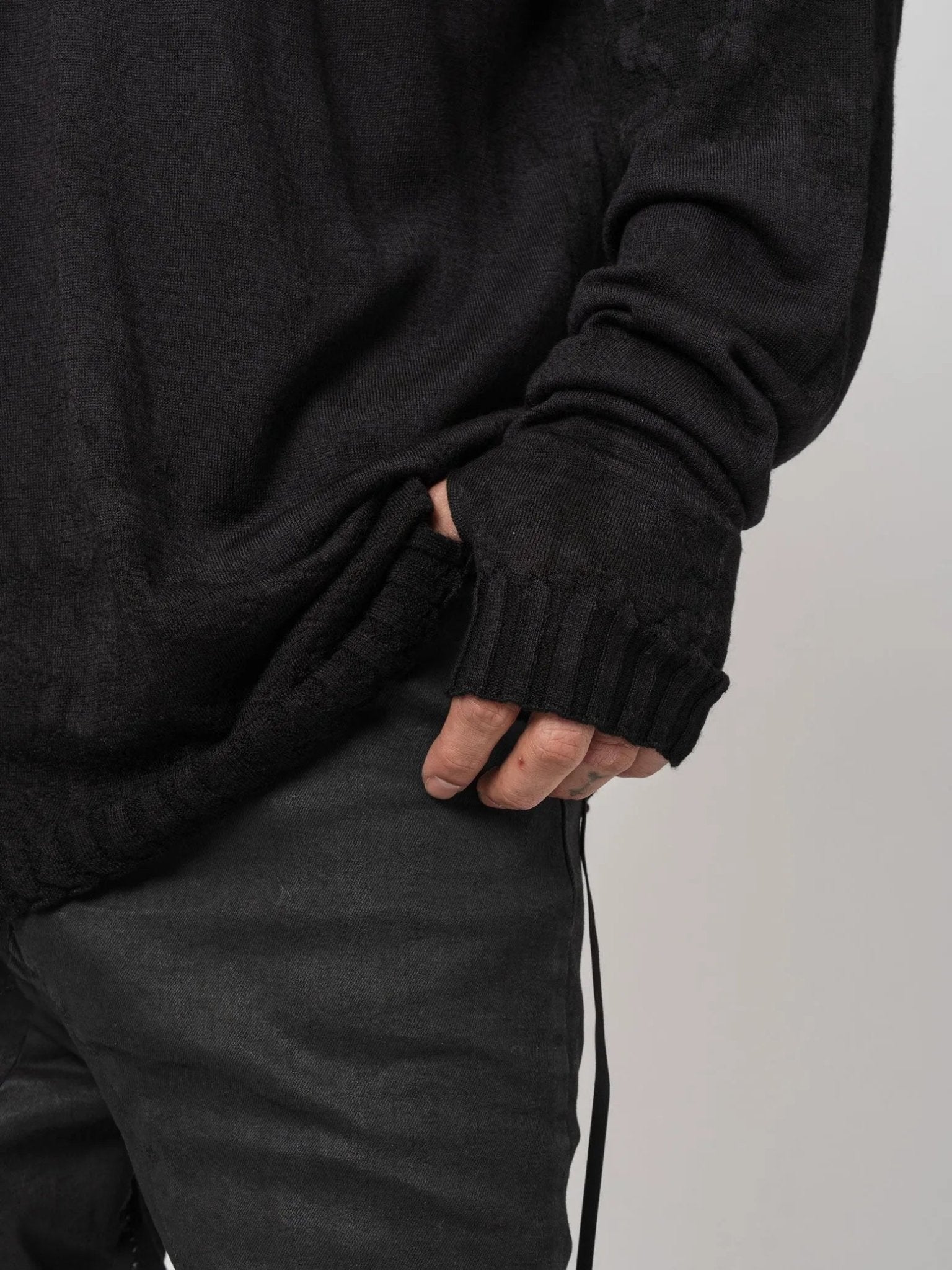 Brush Effect Thin Wool Sweater - by MD75