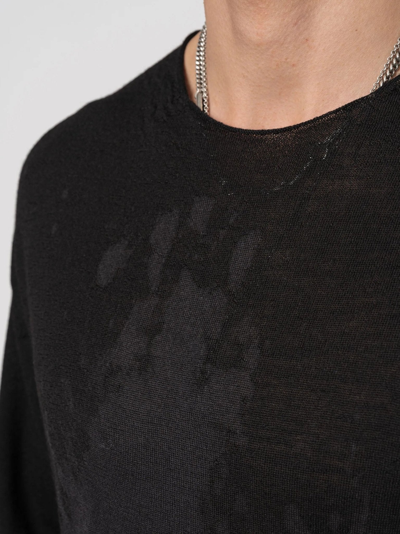 Brush Effect Thin Wool Sweater - by MD75