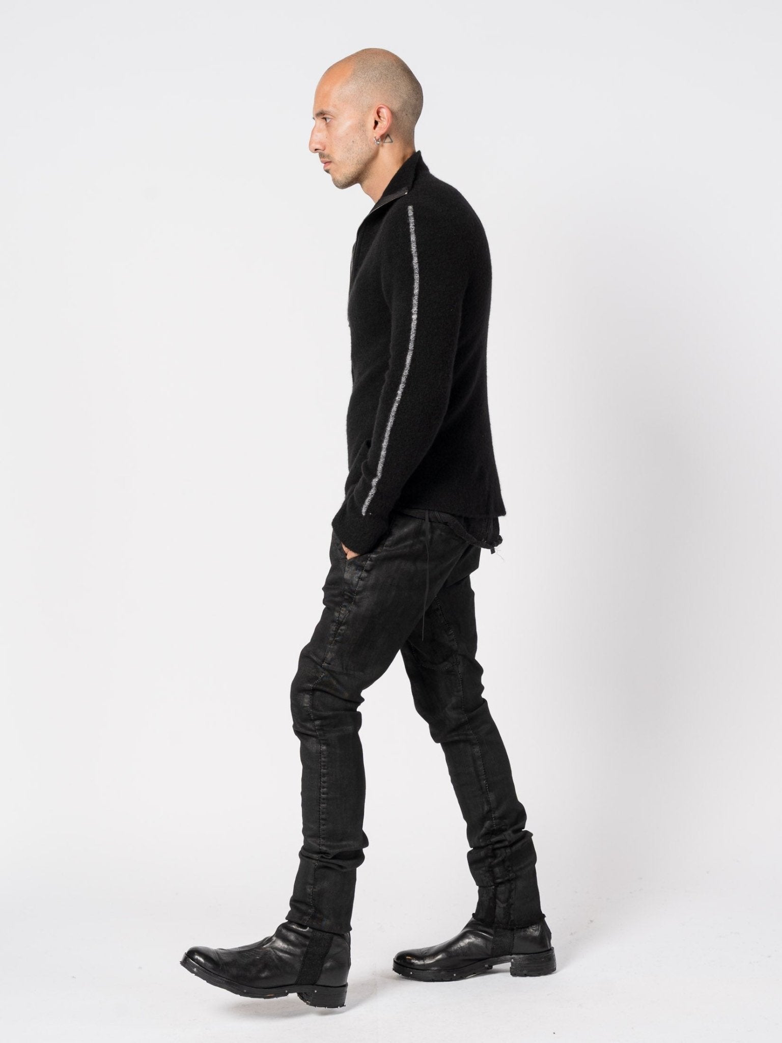 Brushed Cashmere Silk Zip Cardigan - by MD75