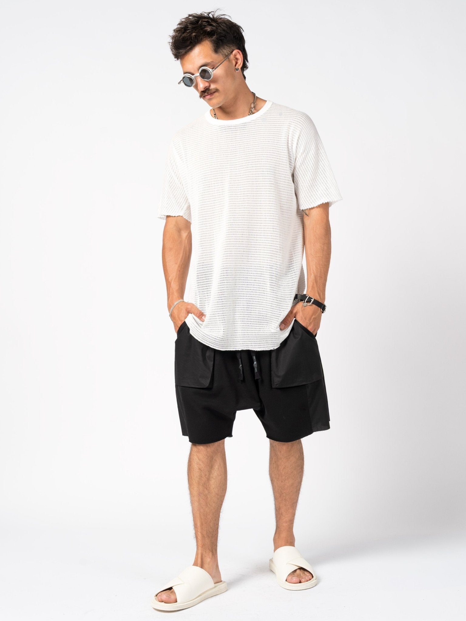Cargo Shorts with Raw Hem - by 139DEC
