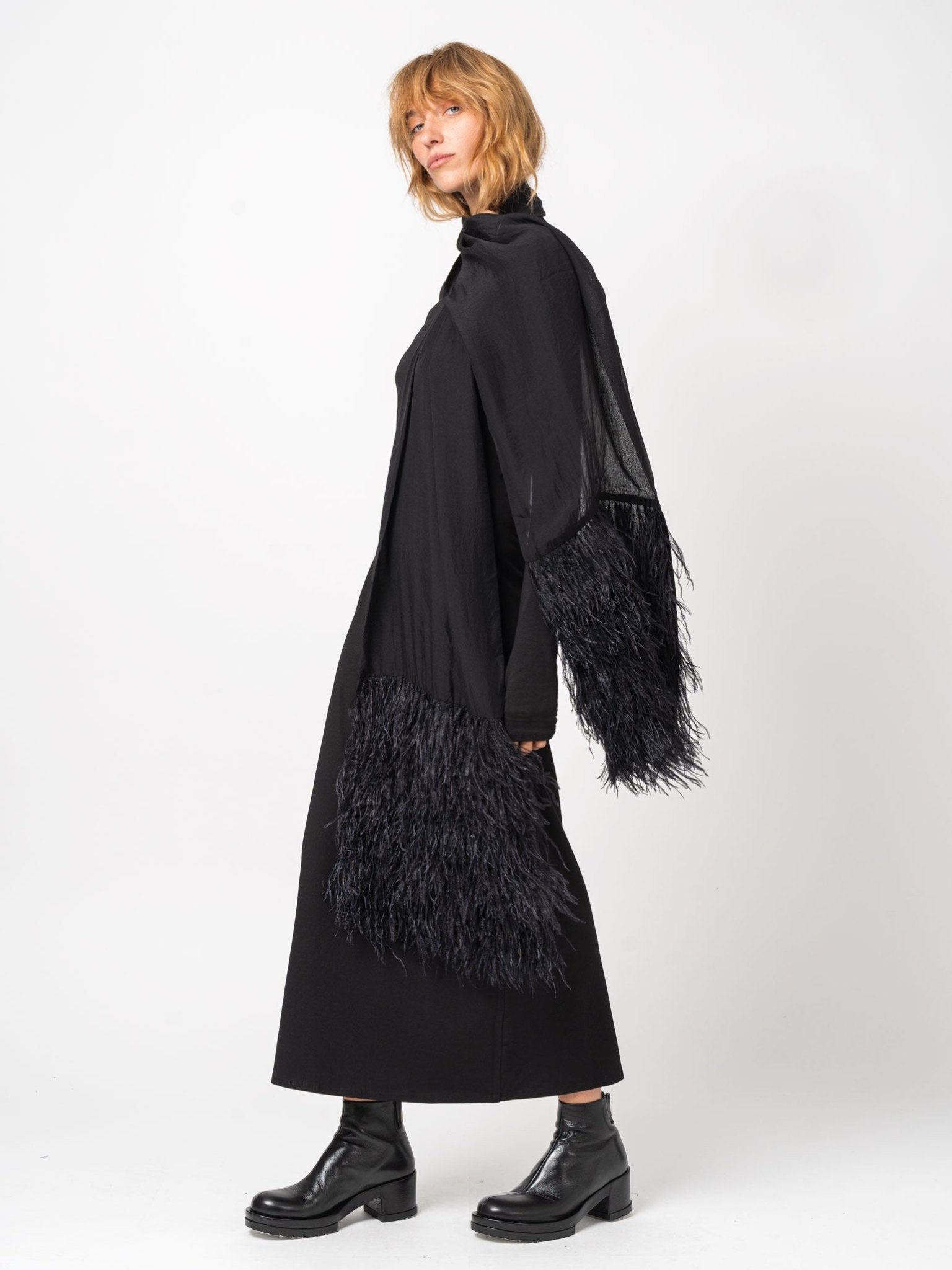 Chiffon Scarf with Ostrich Feathers - by Bazz&Lutra