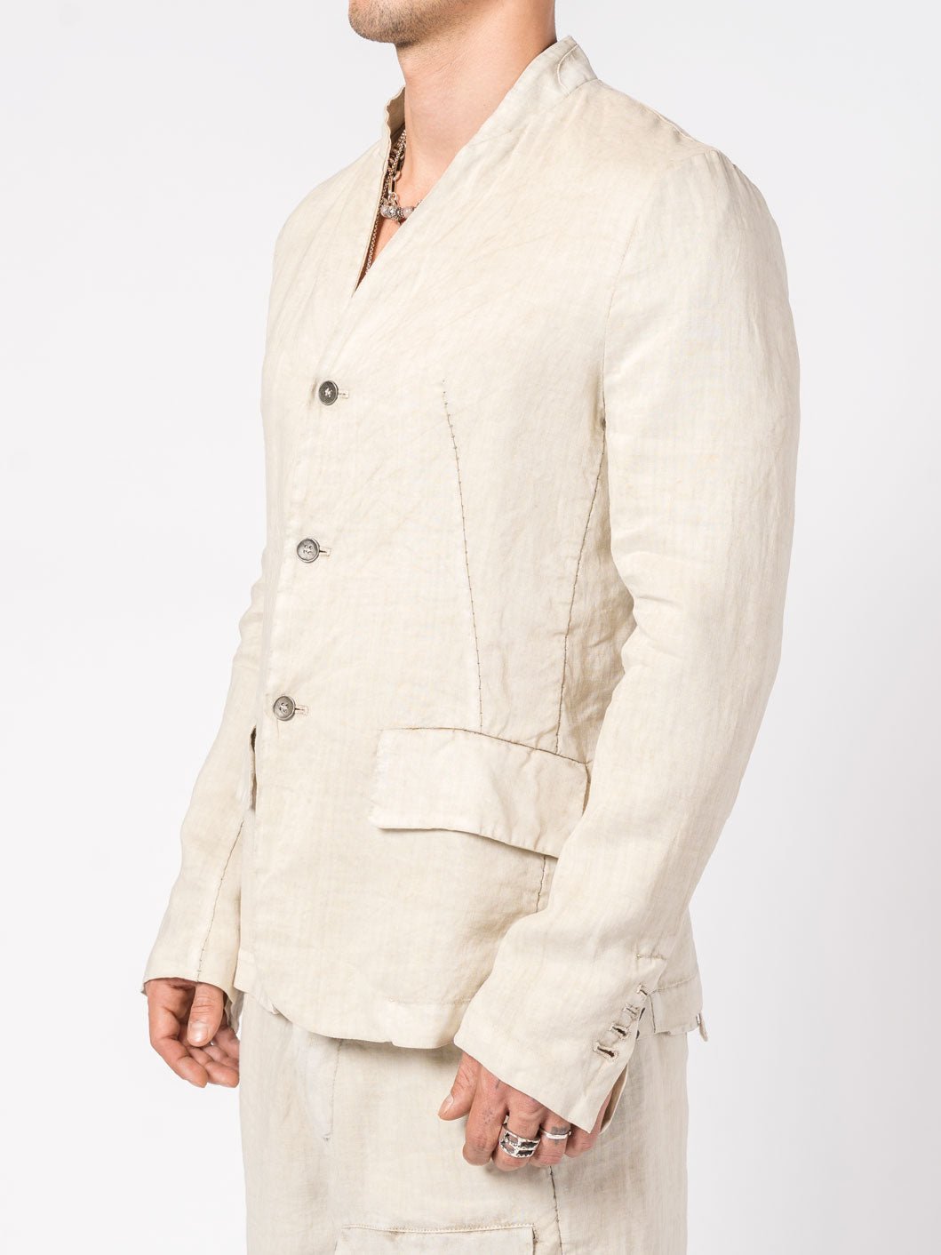 Collarless Structured Jacket - by MASNADA