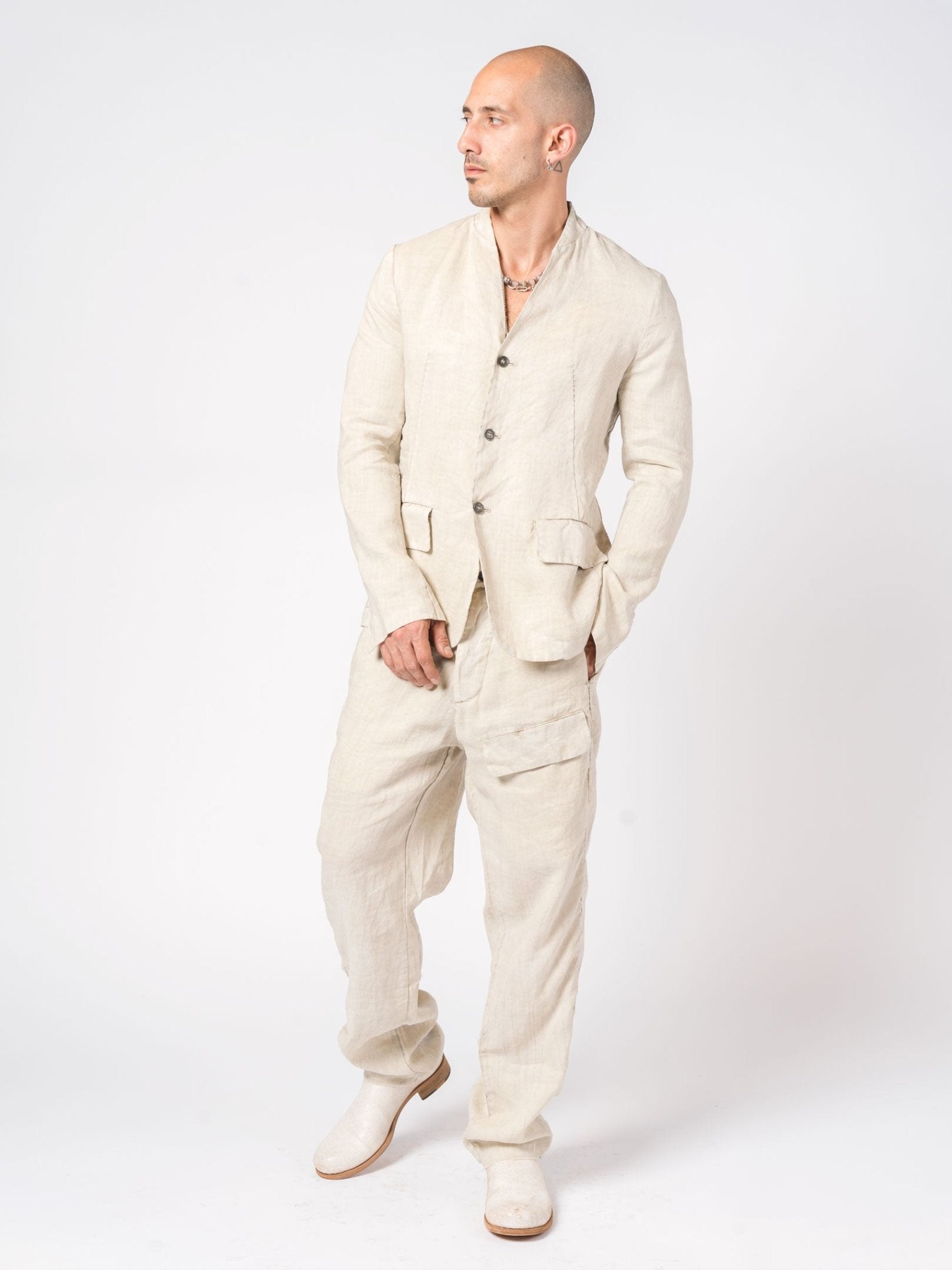 Collarless Structured Jacket - by MASNADA