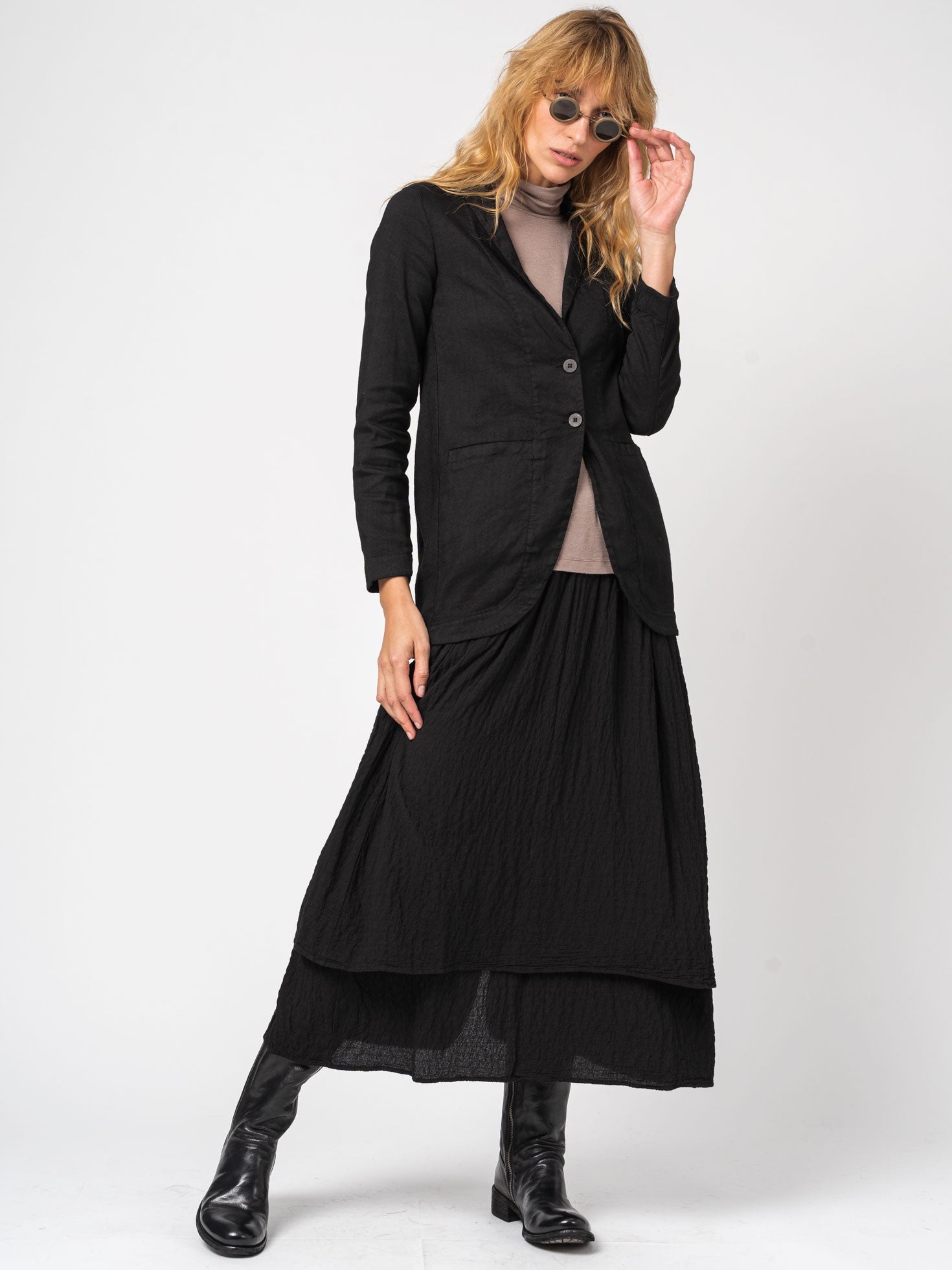Comfort fit jacket in stretch wool and linen - by TRANSIT