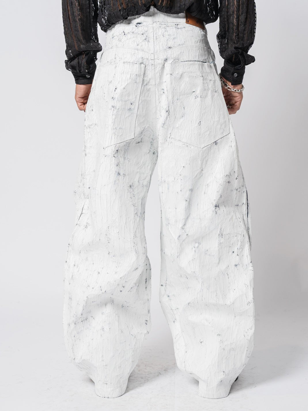 Cracked - Effect Paint Wide Leng Jeans - by NOSTRA SANTISSIMA