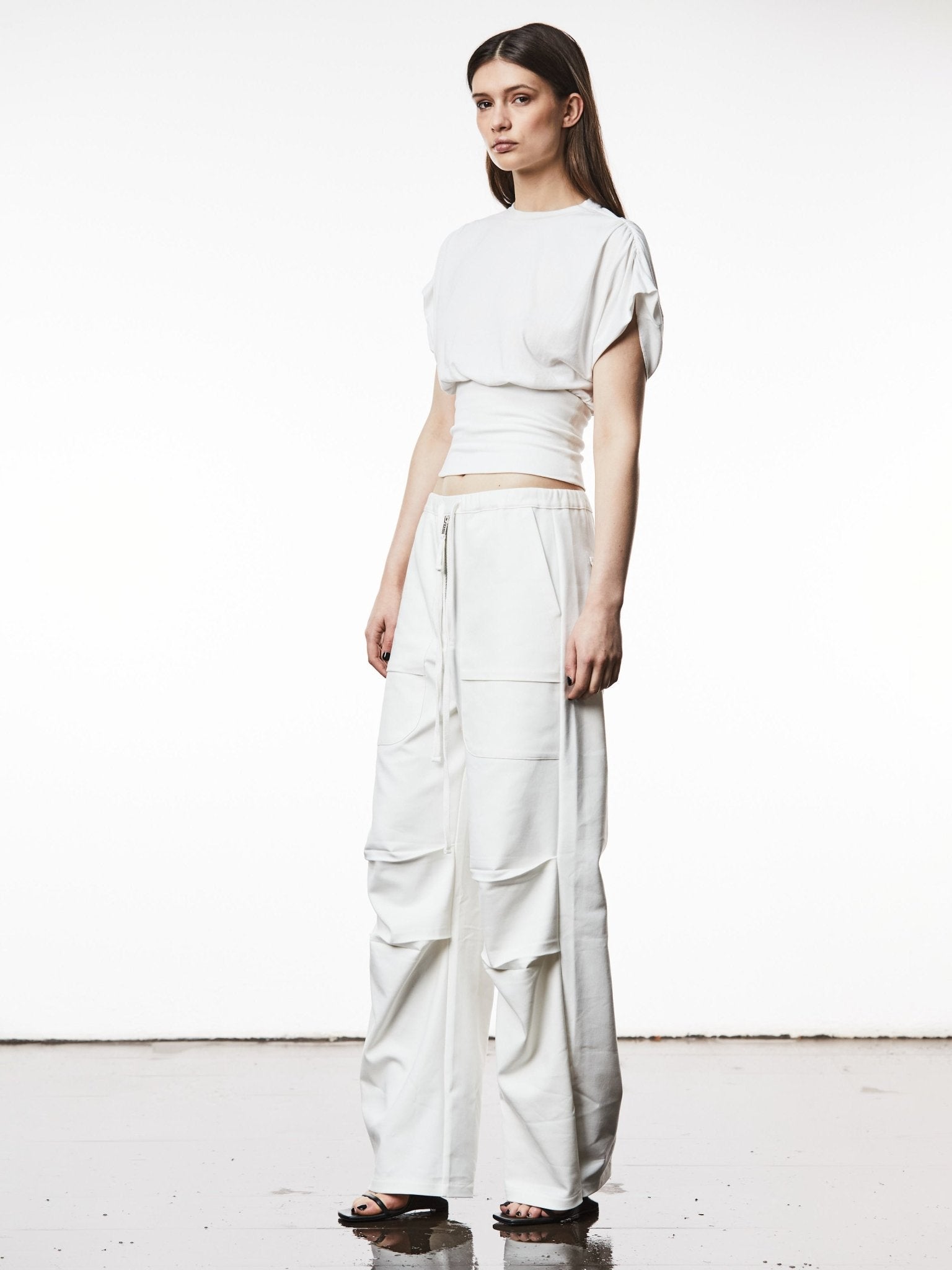 Crew Neck Shirt with Gathered Shoulders - by THOM KROM
