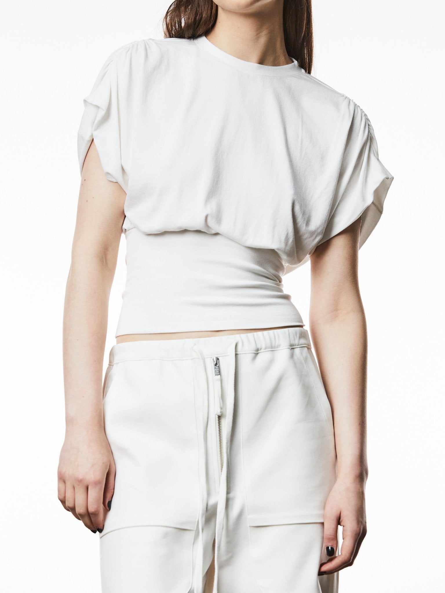 Crew Neck Shirt with Gathered Shoulders - by THOM KROM
