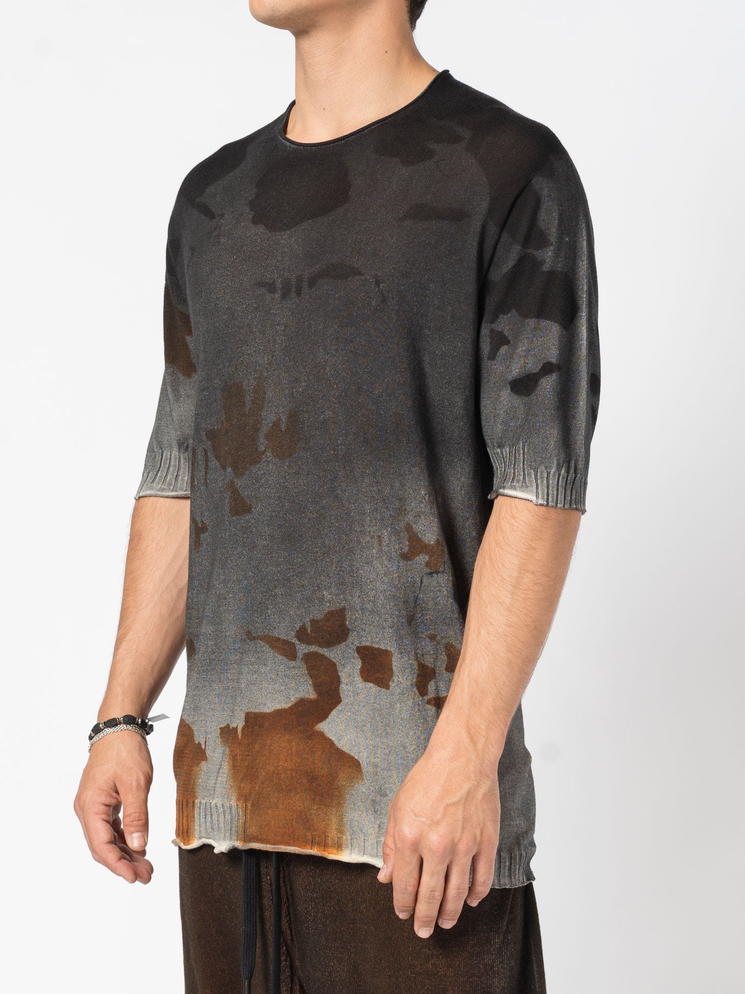 Crewneck Knit Tee with Abstract Dye - by MD75