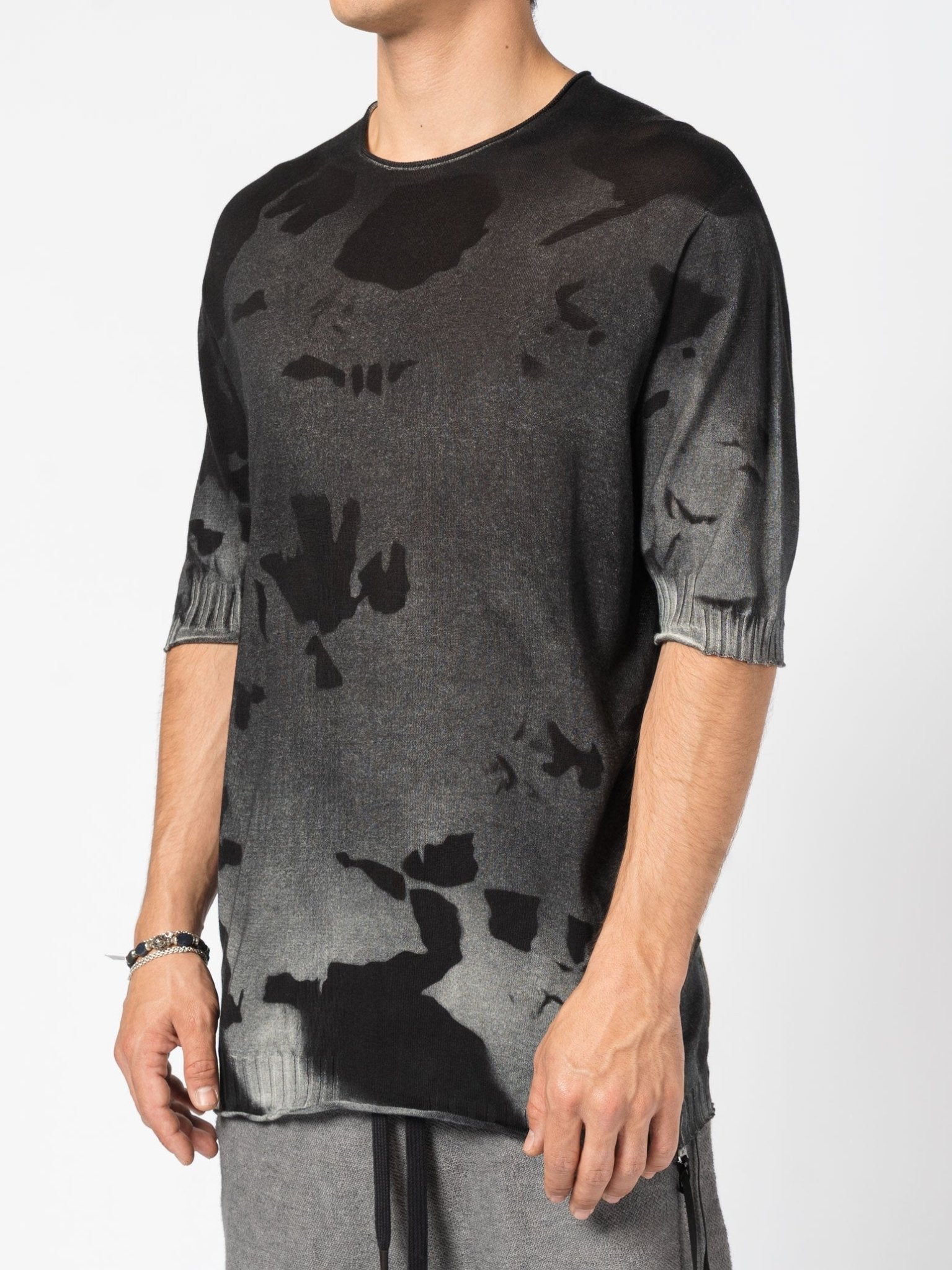 Crewneck Knit Tee with Abstract Dye - by MD75